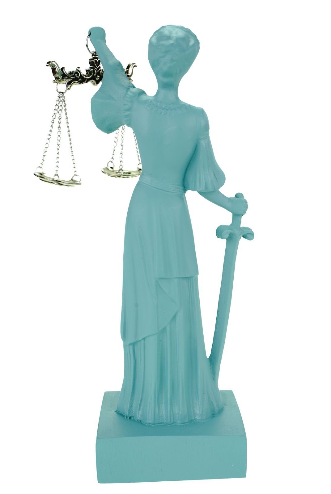 25 Recht BGB Justitia Schatzkiste Türkis cm Göttin Skulptur Kremers Alabaster Dekofigur Gerechtigkeit Figur