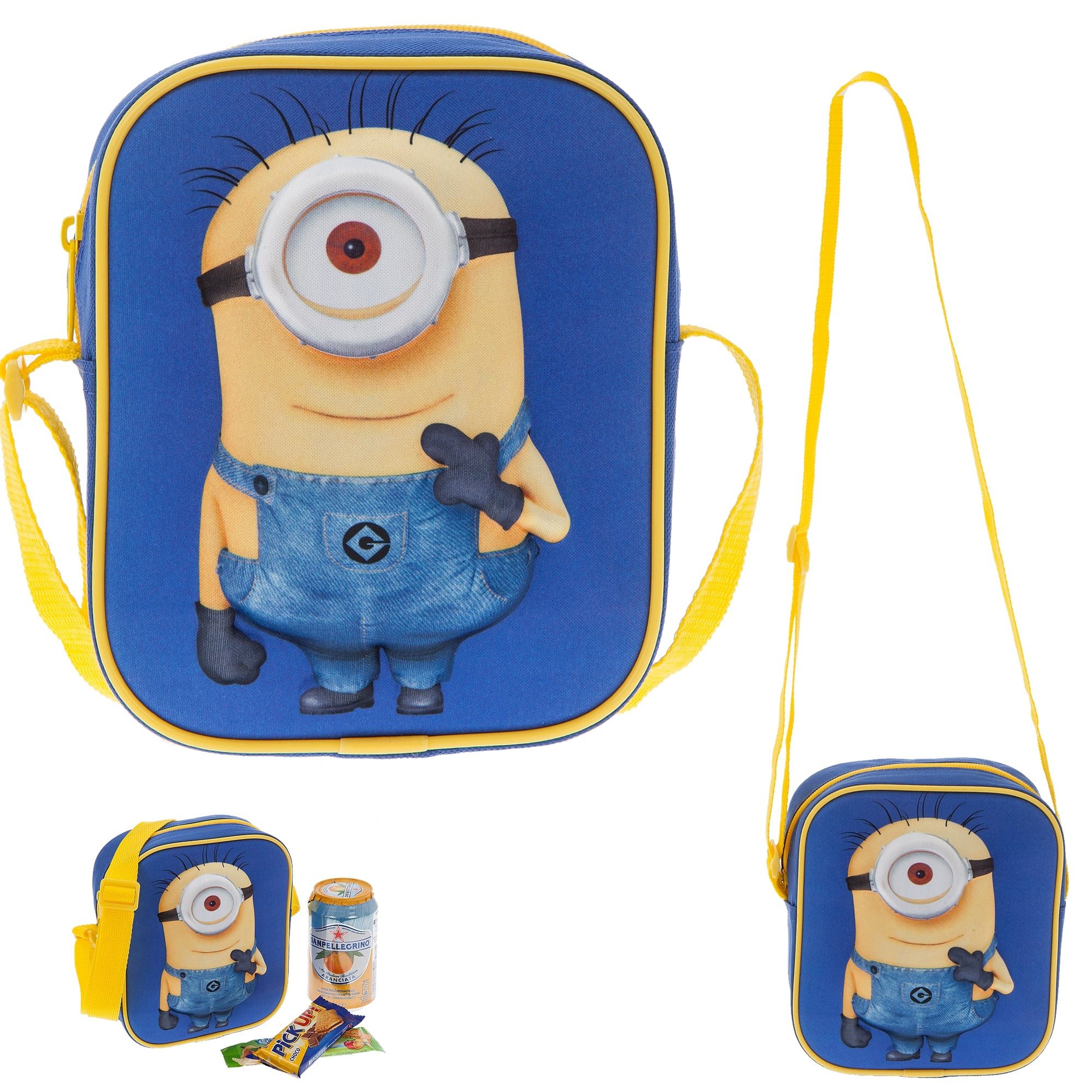 Sieber Kindergartentasche Minions Freizeittasche Kindergarten Tasche Kinditasche, Kinder Geschenk klein 3D Motiv Minions Blau Gelb 20410-0400 + Elefant