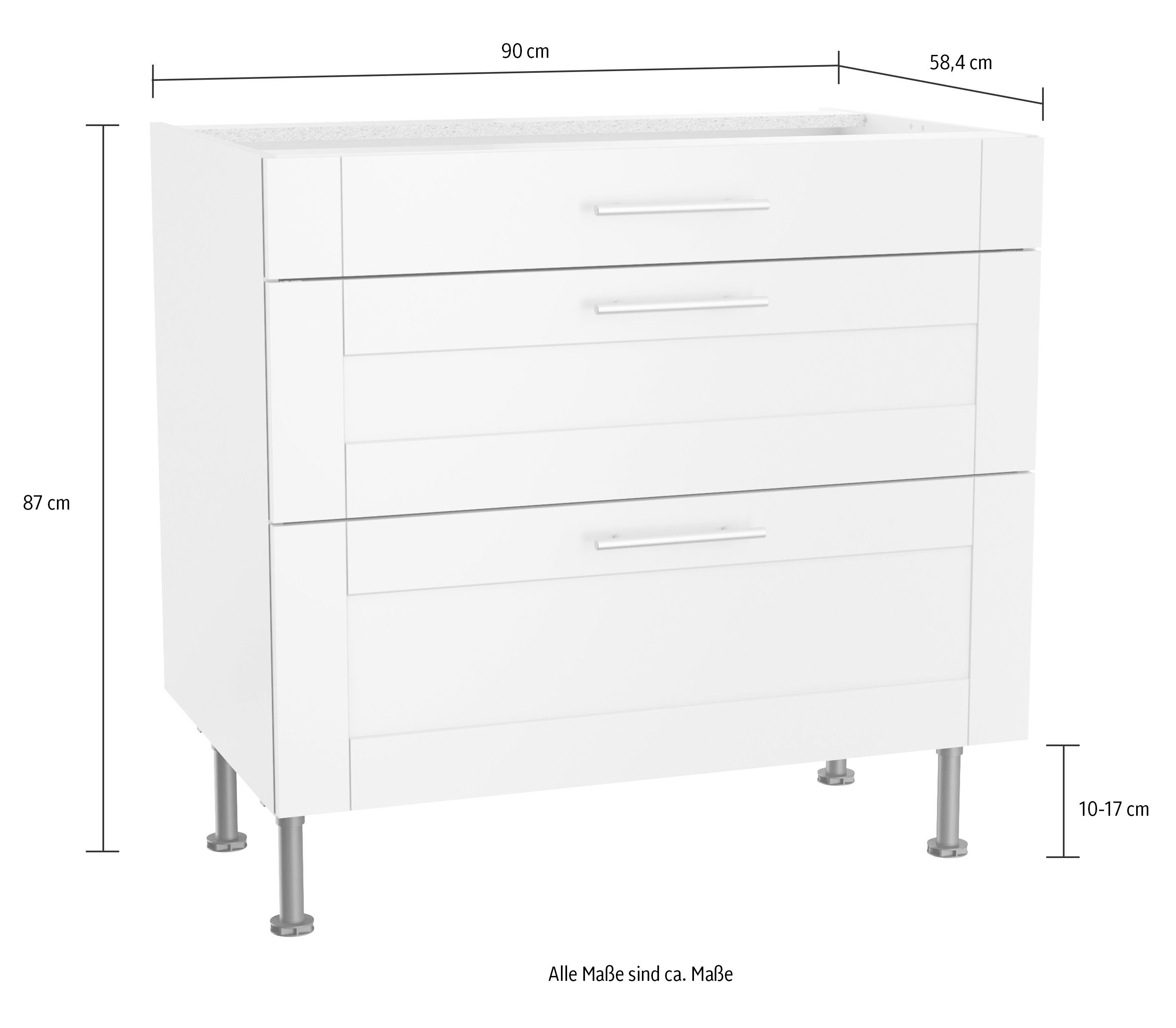 Breite weiß wildeiche Nachbildung OPTIFIT matt/wildeiche Ahus Nachbildung | Kochfeldumbauschrank 90 cm