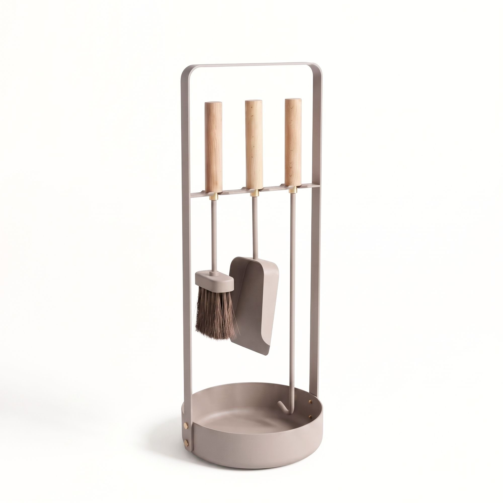 LIVLIG Kamingarnitur 3-teiliges Kaminbesteck Set mit Ständer, (Schürhaken, Kaminbürste und Ascheschaufel, kippsicherer Ständer mit praktischer Schmutzauffangschale), Pulverbeschichteter Stahl
