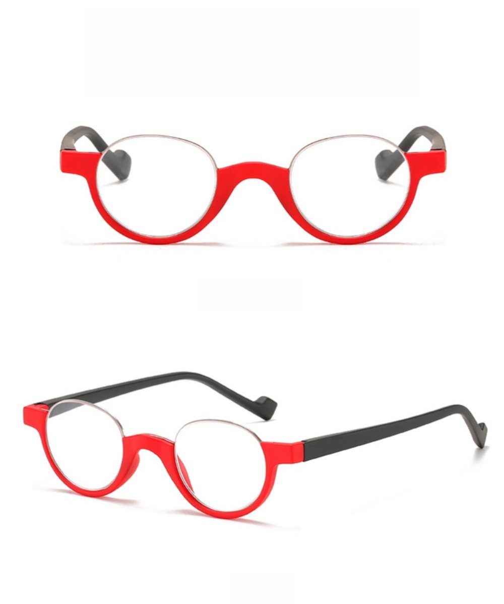 PACIEA Lesebrille Blaulichtfilter Runde Halbrahmen Computerbrille Ultraleicht Unisex rot