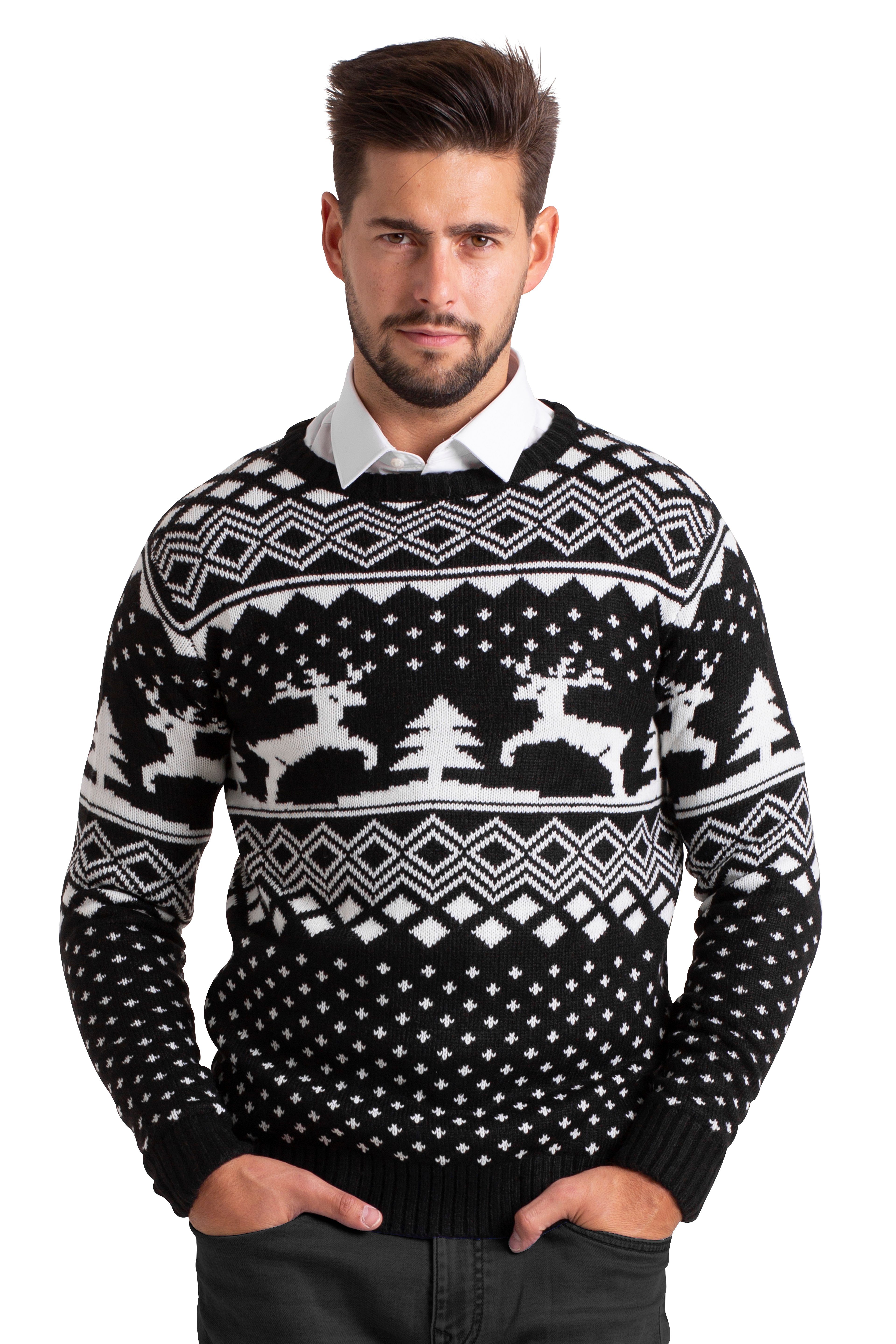 BlauerHafen Weihnachtspullover Herren Weihnachts Pullover lange Ärmel Knit Rundhals Christmas Jumper