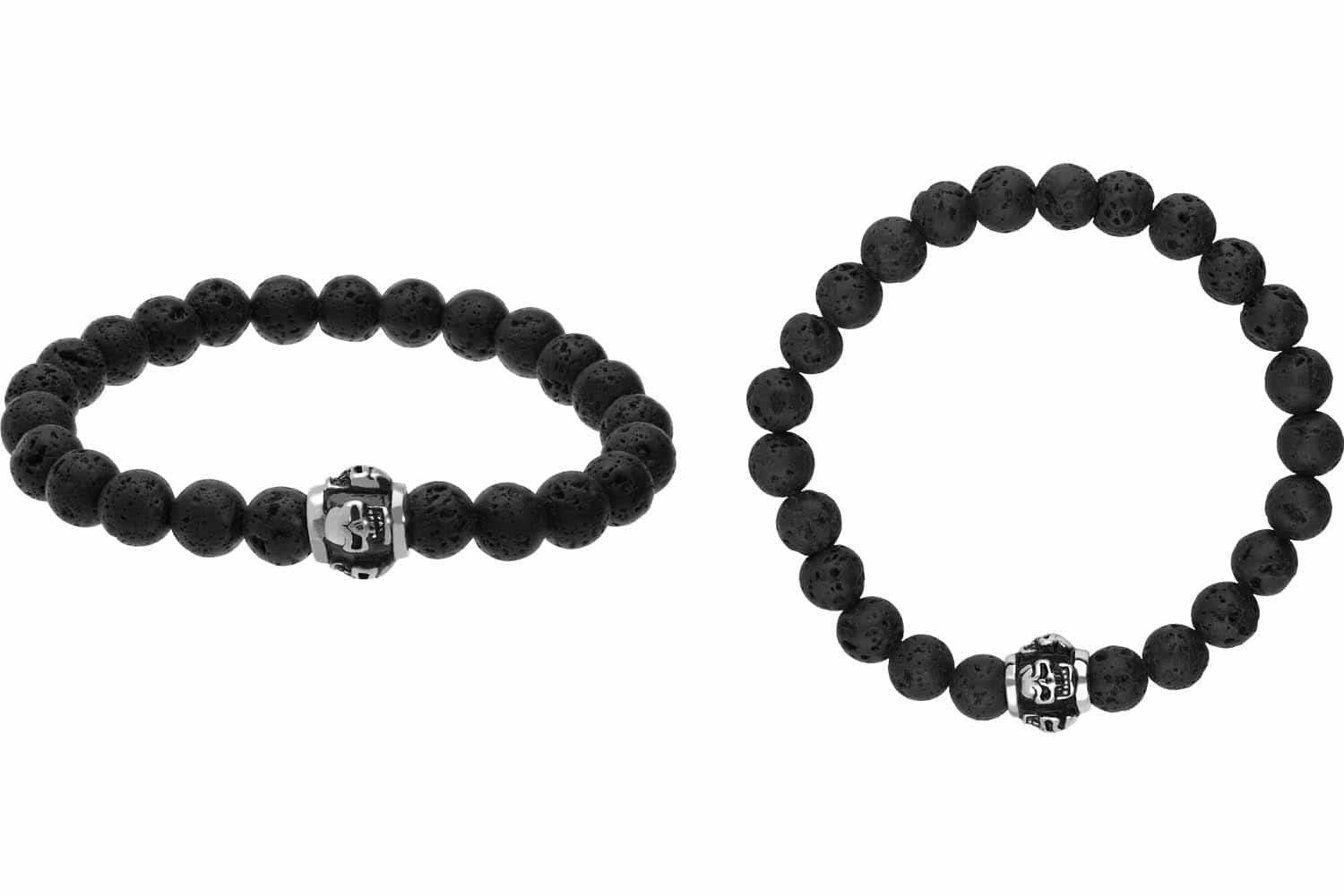FILANGO Armband Lavastein Kugelarmband TOTENKÖPFE (Armbänder, 1-tlg) günstig online kaufen