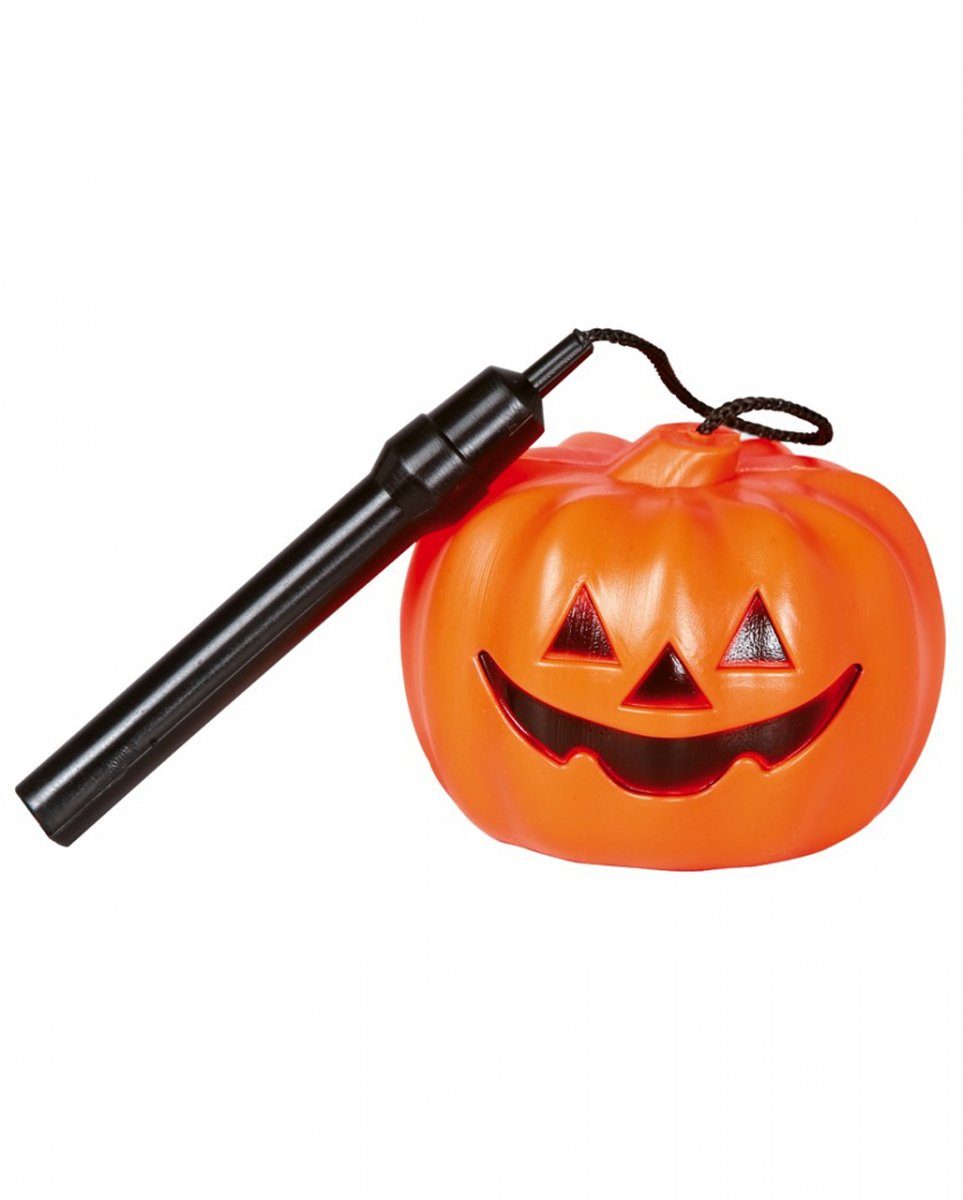 Horror-Shop Dekofigur Beleuchtete Halloween Kürbis Laterne mit Stab 10cm