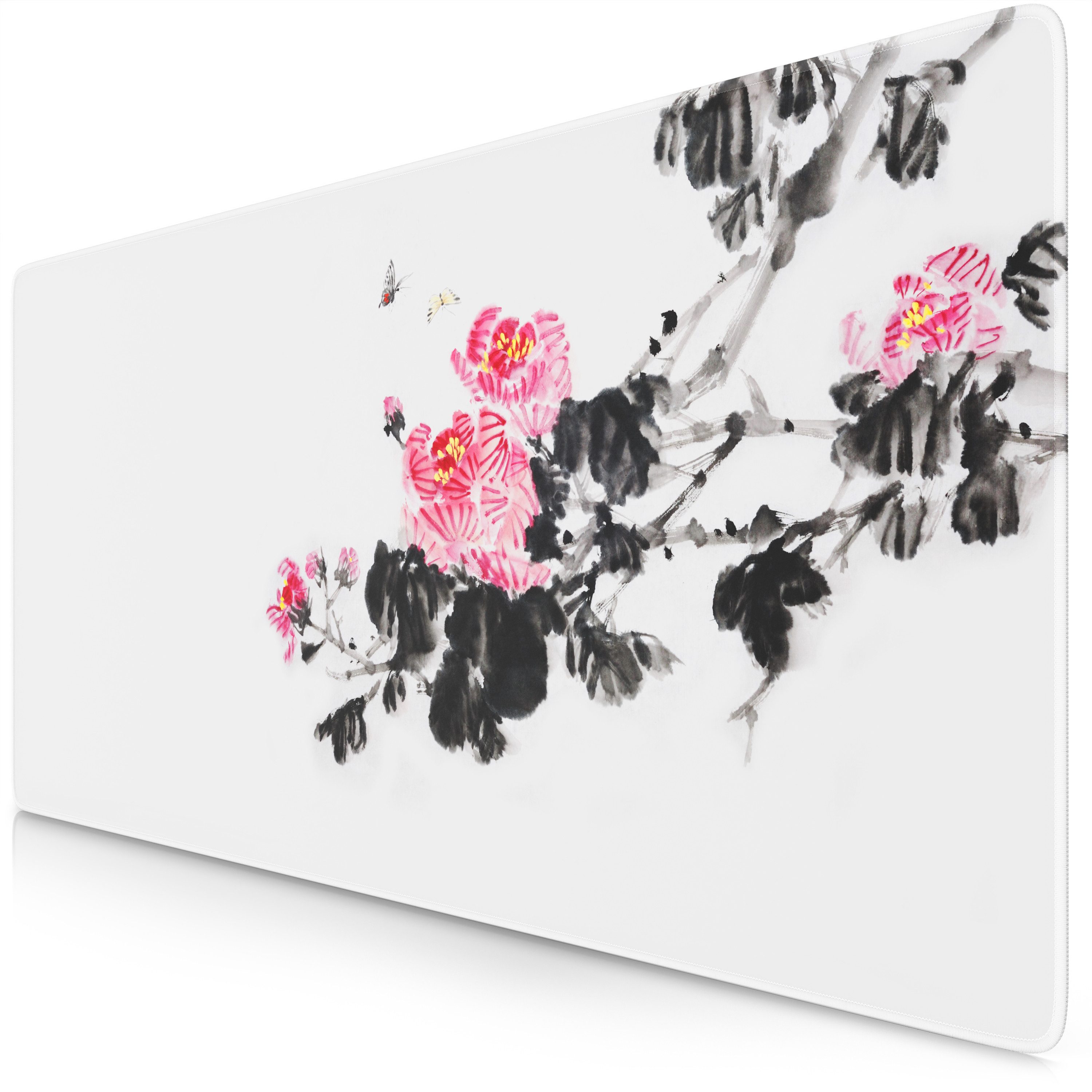 Titanwolf Gaming Mauspad XXL Speed Mousepad 900 x 400 x 3 mm, Schreibtischauflage, abwaschbar (1-St), rutschfeste Rückseite, Geschwindigkeit & Präzision, Sumi-e Flower