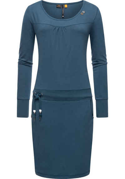 Ragwear Jerseykleid Penellope Langärmliges Damen Baumwoll-Kleid mit Taillenzugband