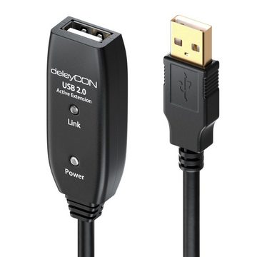 deleyCON 20m USB 2.0 Verlängerungskabel Aktiv Verlängerung Kabel Repeater USB-Kabel
