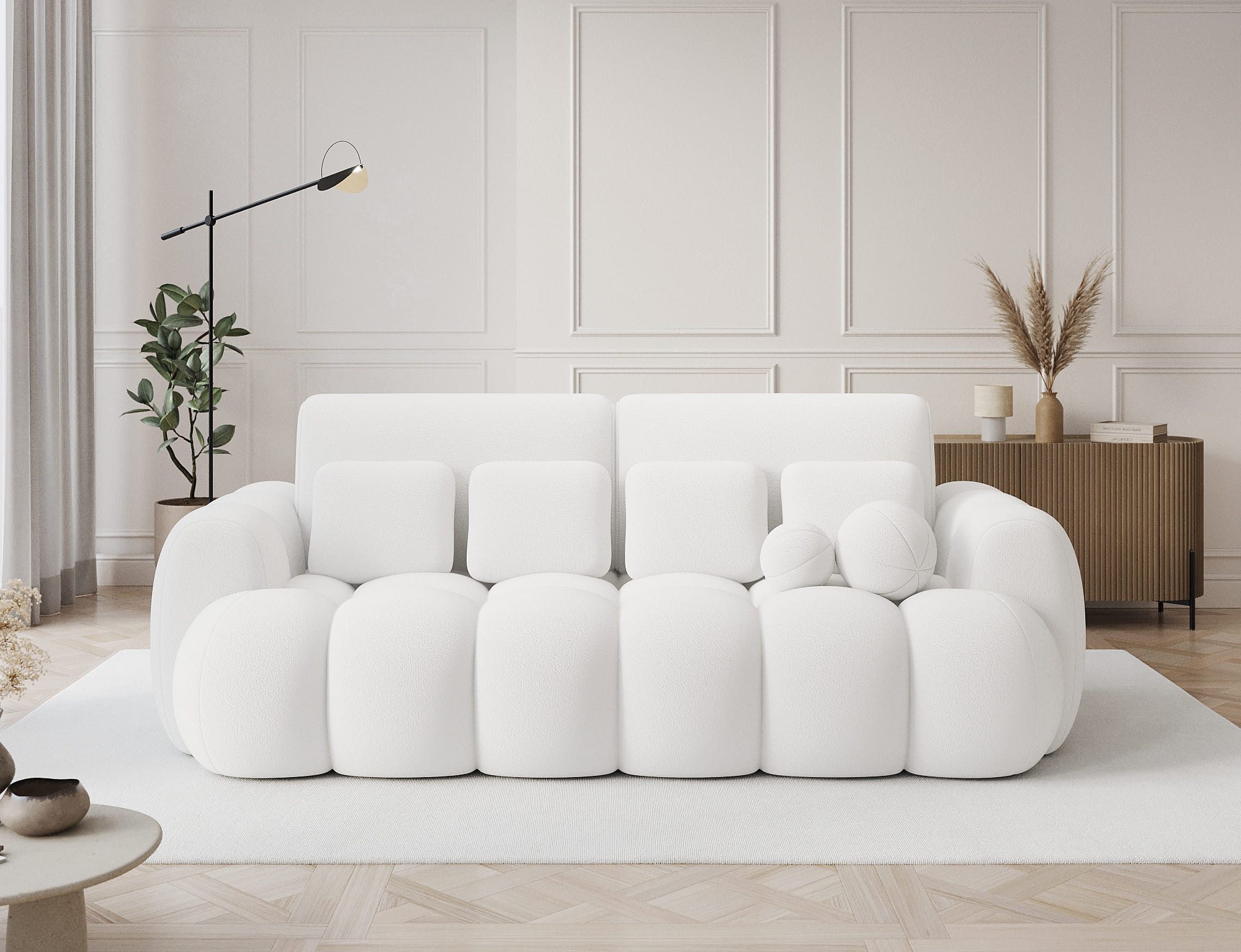 MOEBLO Schlafsofa ELVENTO, Sitzer Sofa mit Schlaffunktion & Komfortpolsterung – Modernes Schlafsofa mit Bettkasten & Zierkissen, Couch Polstermöbel Sitzmöbel Wohnzimmermöbel 3-Sitzer-Sofa Stoffsofa für Wohnzimmer, B 256 × H 105 × T 119 cm