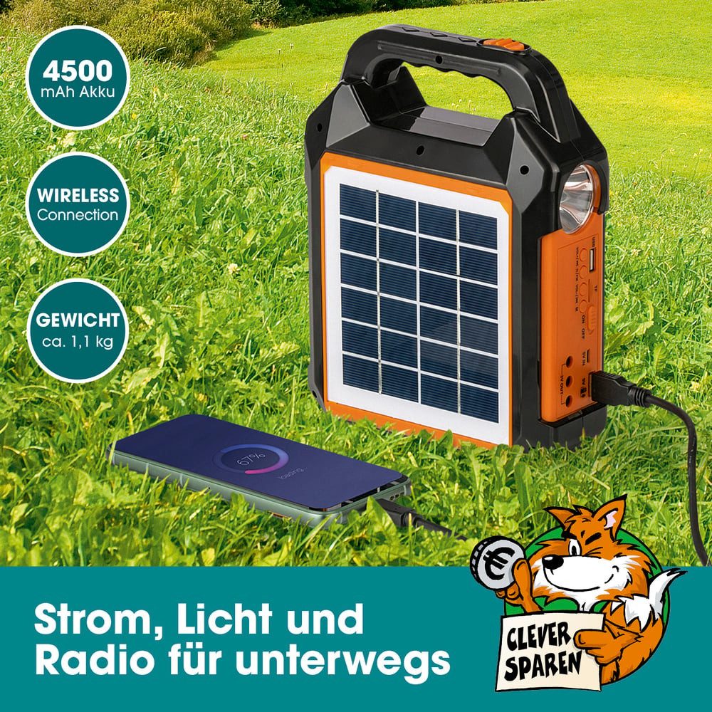 EASYmaxx Stromgenerator Solar-Generator Kit 4500mAh - schwarz/orange