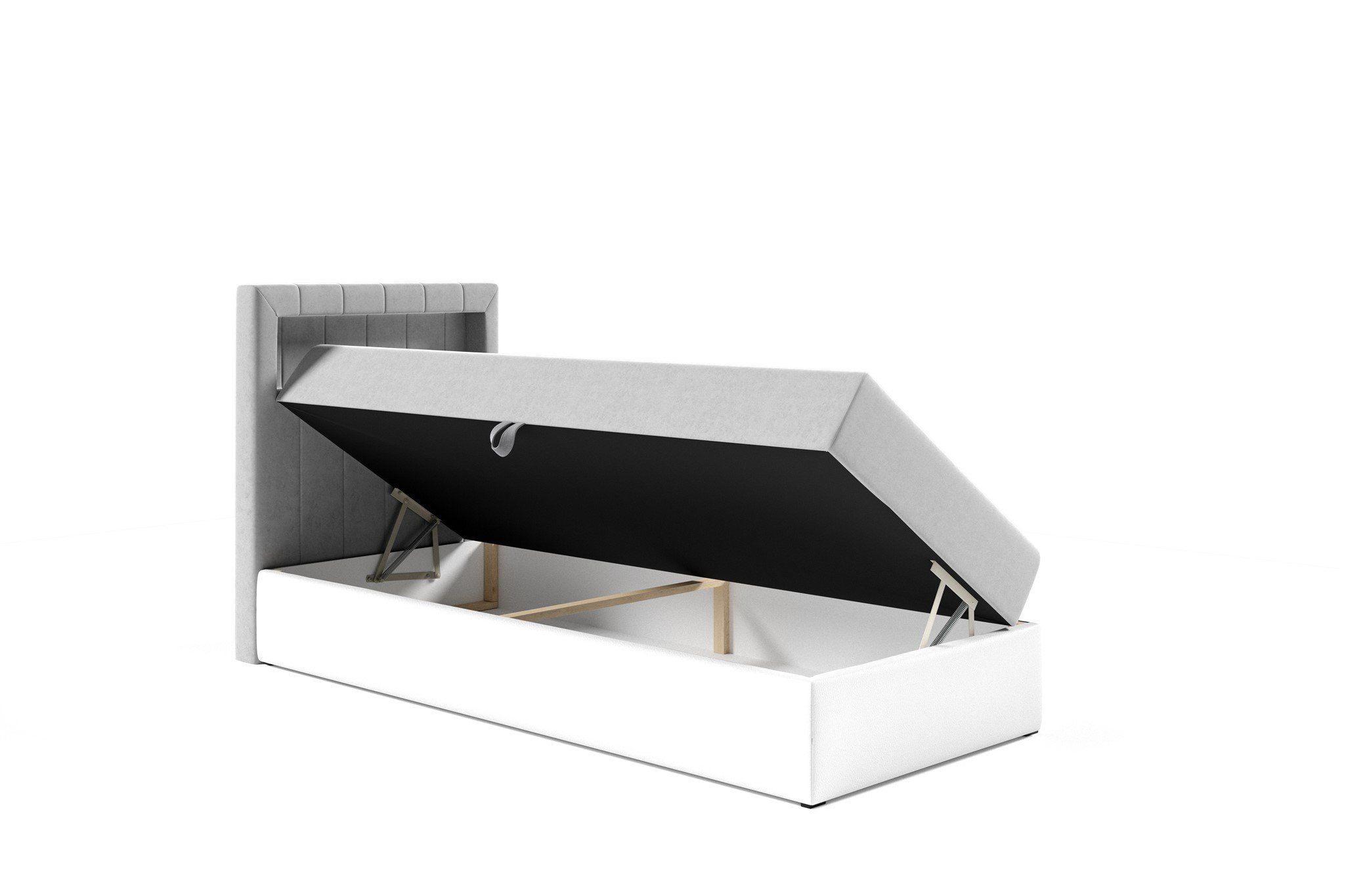 Fun Möbel Boxbett Gästebett Kinderbett FABIAN Nr.1 (inkl. Bettkasten und Topper), inkl. LED-Beleuchtung