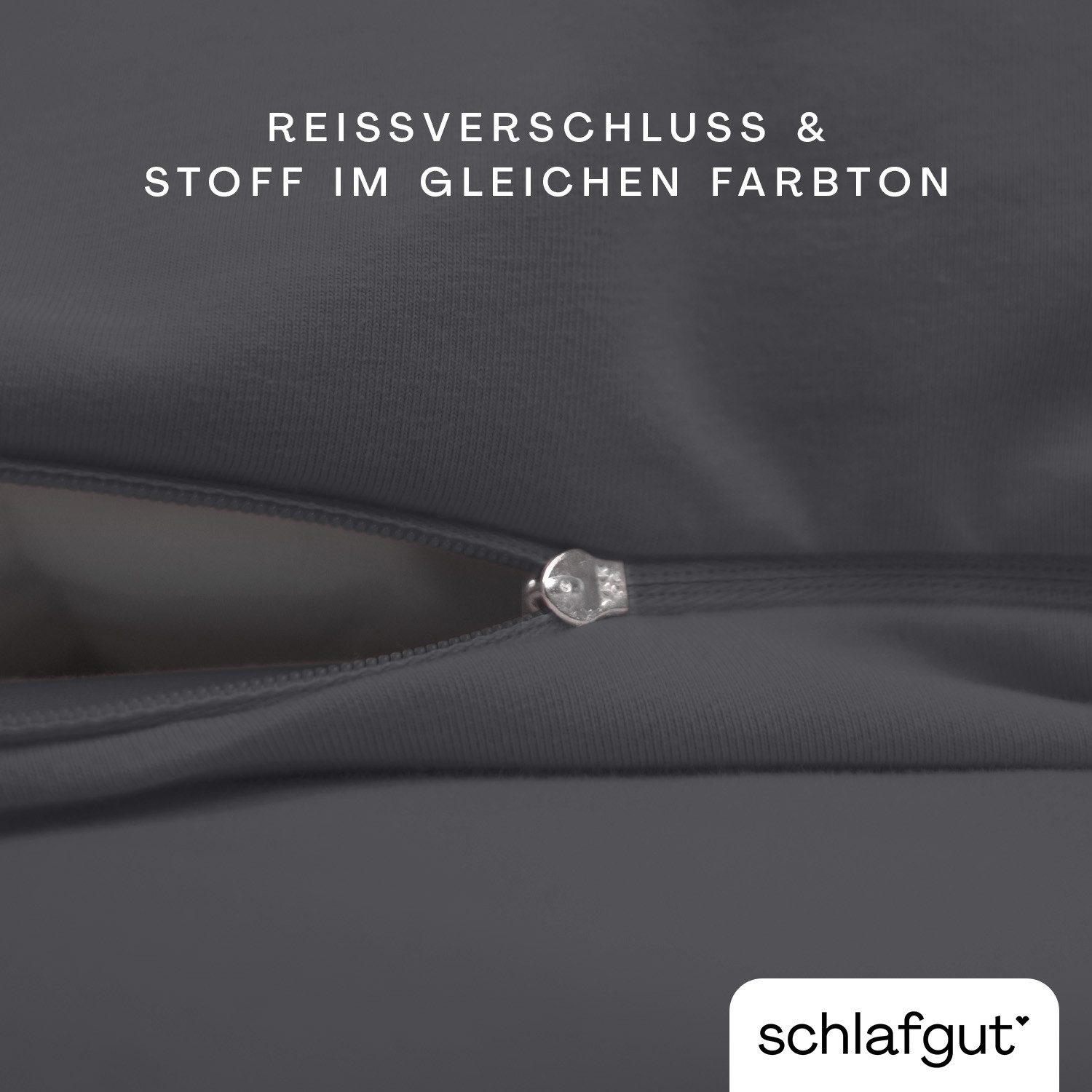 Schlafgut Bettwäsche Premium Knitted Jersey 2teiliges Bettwäscheset, Jersey, 2 teilig, Ton-in-Ton Reißverschluss, Bio-Baumwolle mit Elasthan, Uni, OEKO Tex