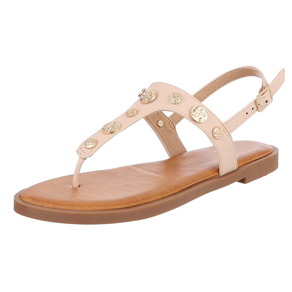 Ital-Design Elegante Sandalen mit goldenen Details für Damen Zehentrenner ( günstig online kaufen