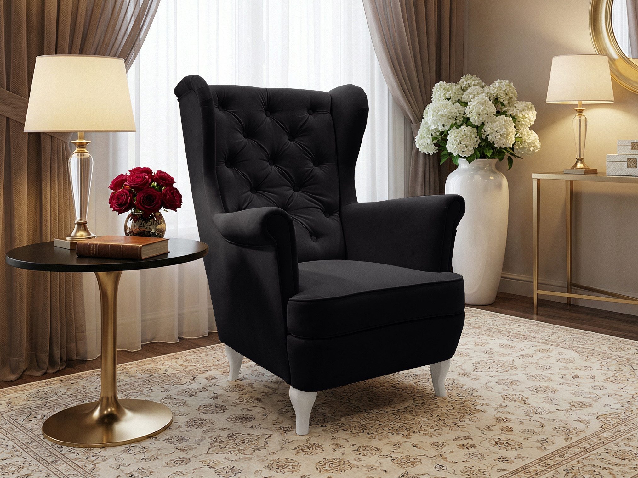 Beautysofa Ohrensessel Sessel FALCO Chesterfield Wohnzimmersessel Fernsehsessel