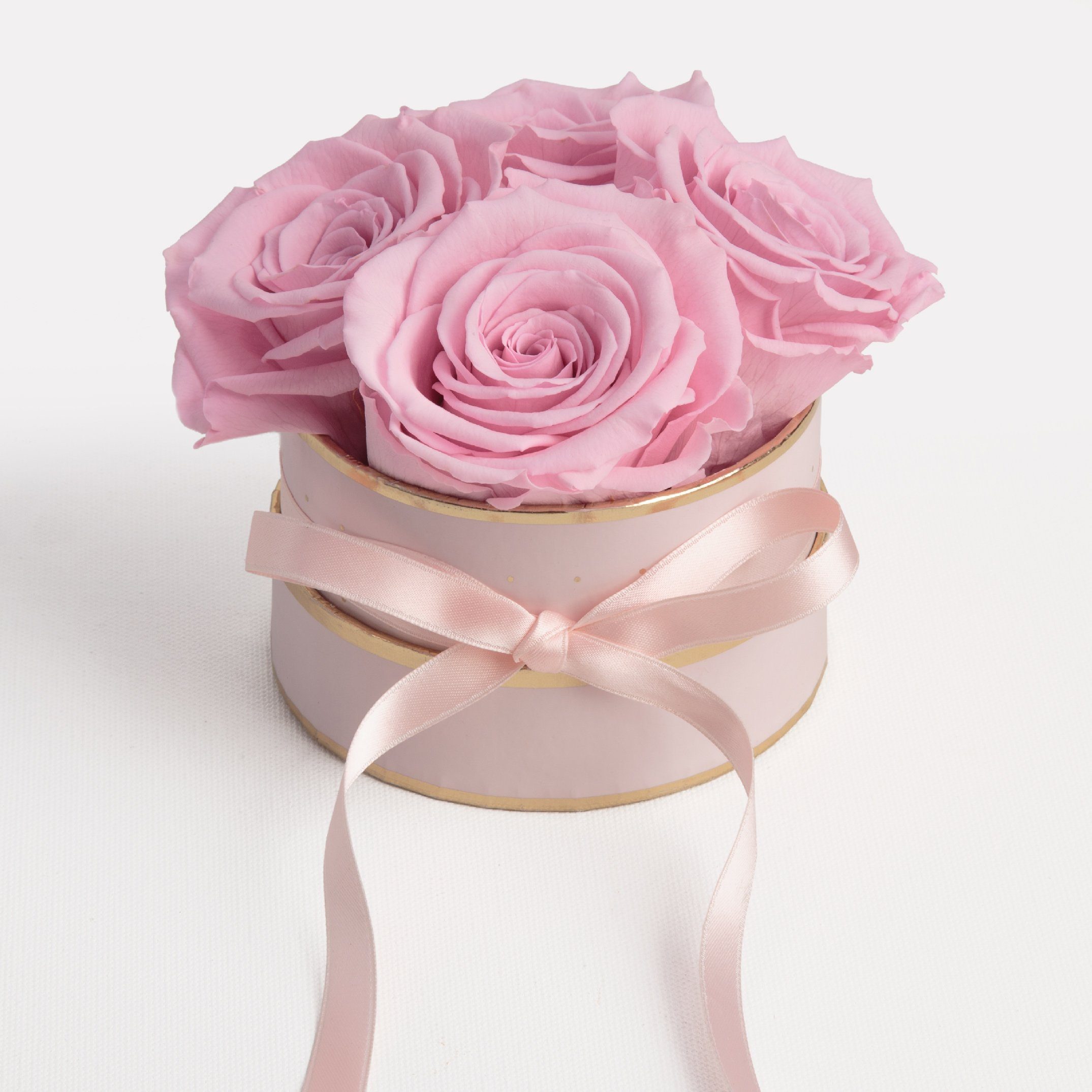 Rosenbox Frauen für Rosen konservierte rund Infinity ROSEMARIE 4 10 Rose, cm, Heidelberg, Kunstblume SCHULZ Geschenk Rosen echte konservierte rosa Höhe