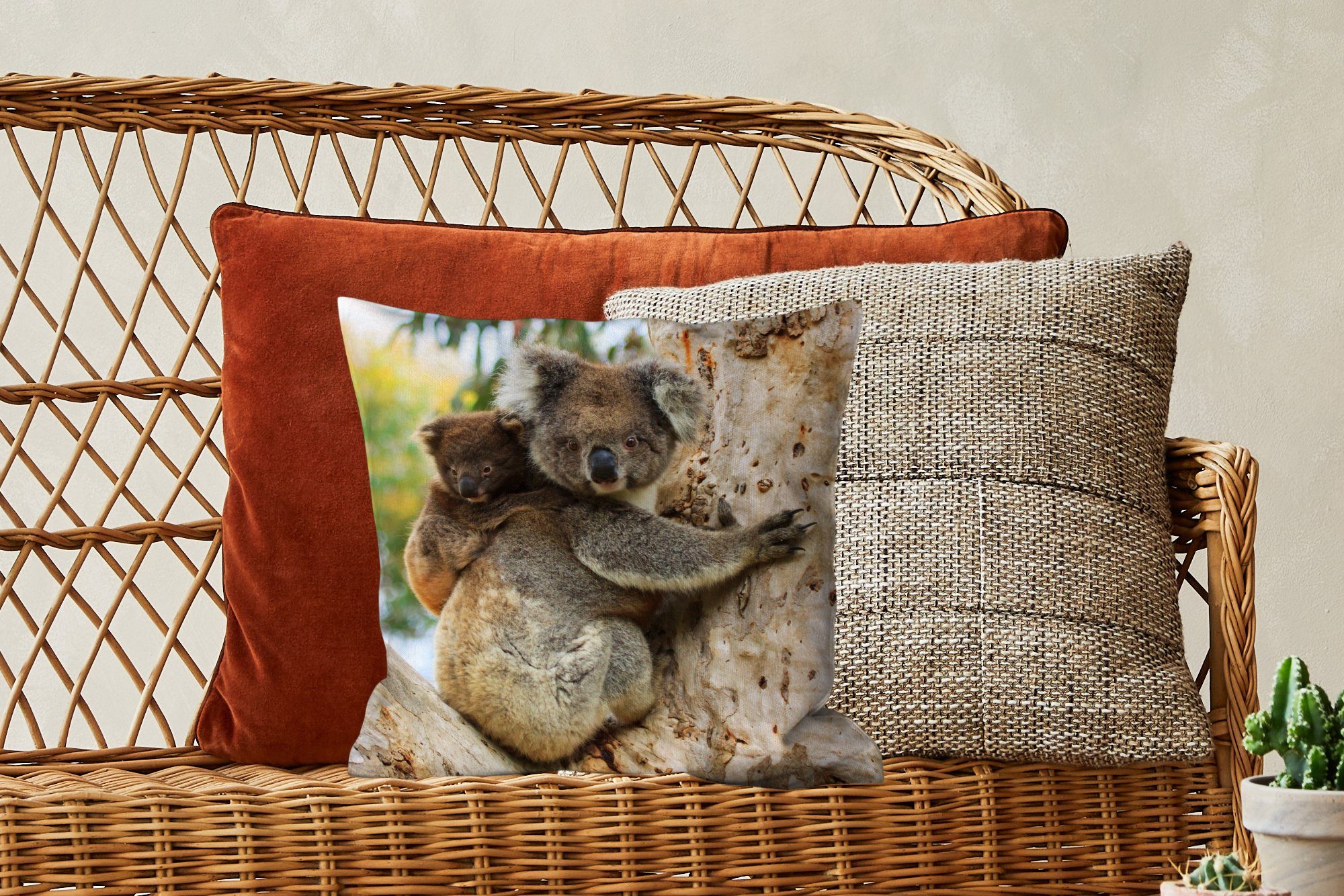 MuchoWow Dekokissen Koalas - Kind Schlafzimmer, - mit Jungen - für Mädchen, Sofakissen Wohzimmer, Füllung - Deko, Zierkissen Baum