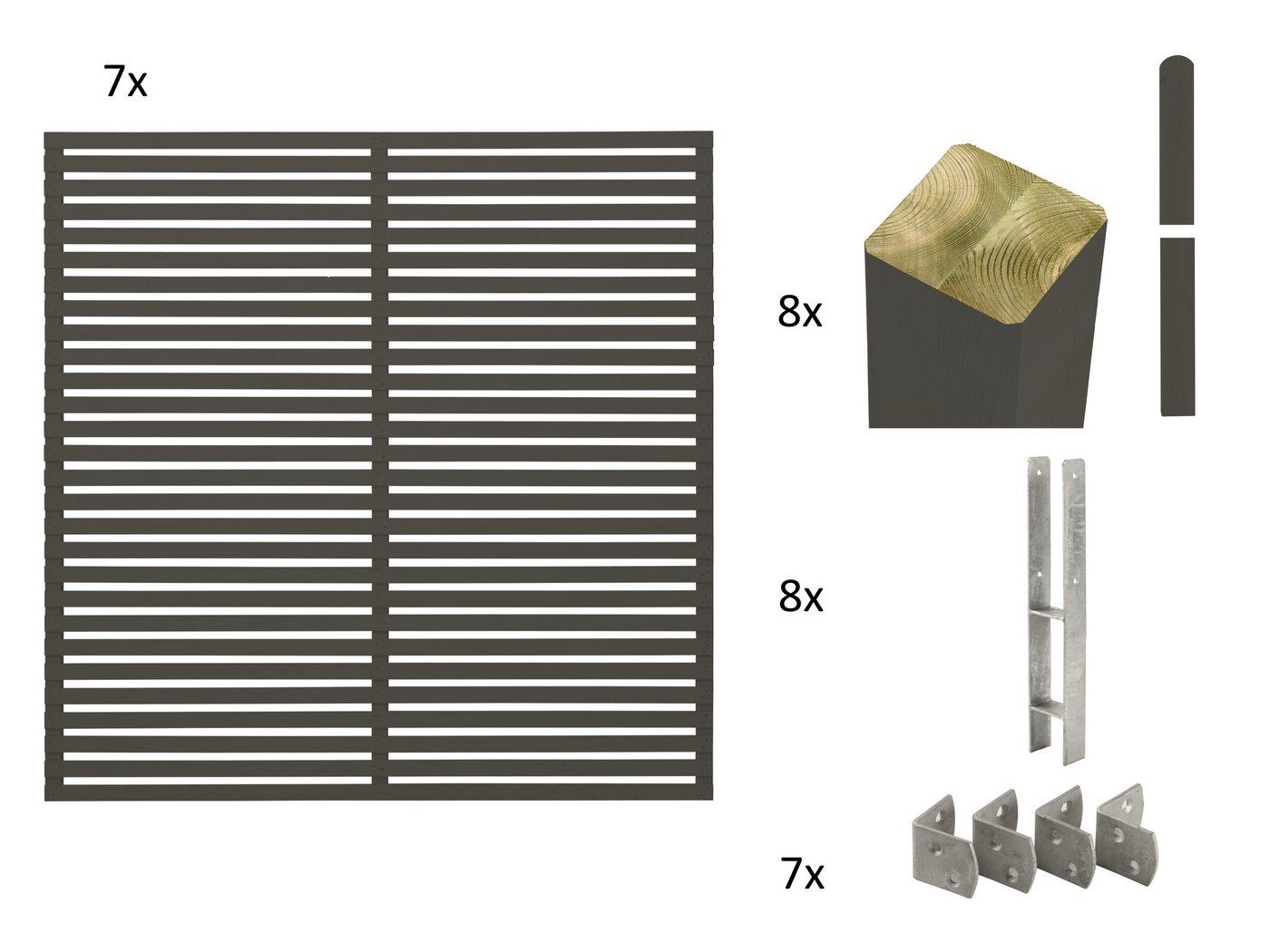 Thumbnail - PLUS Sichtschutzelement Tokyo, (Set), Höhe: 180 cm, Gesamtlänge: 5,76 bis 13,32 m, zum Einbetonieren