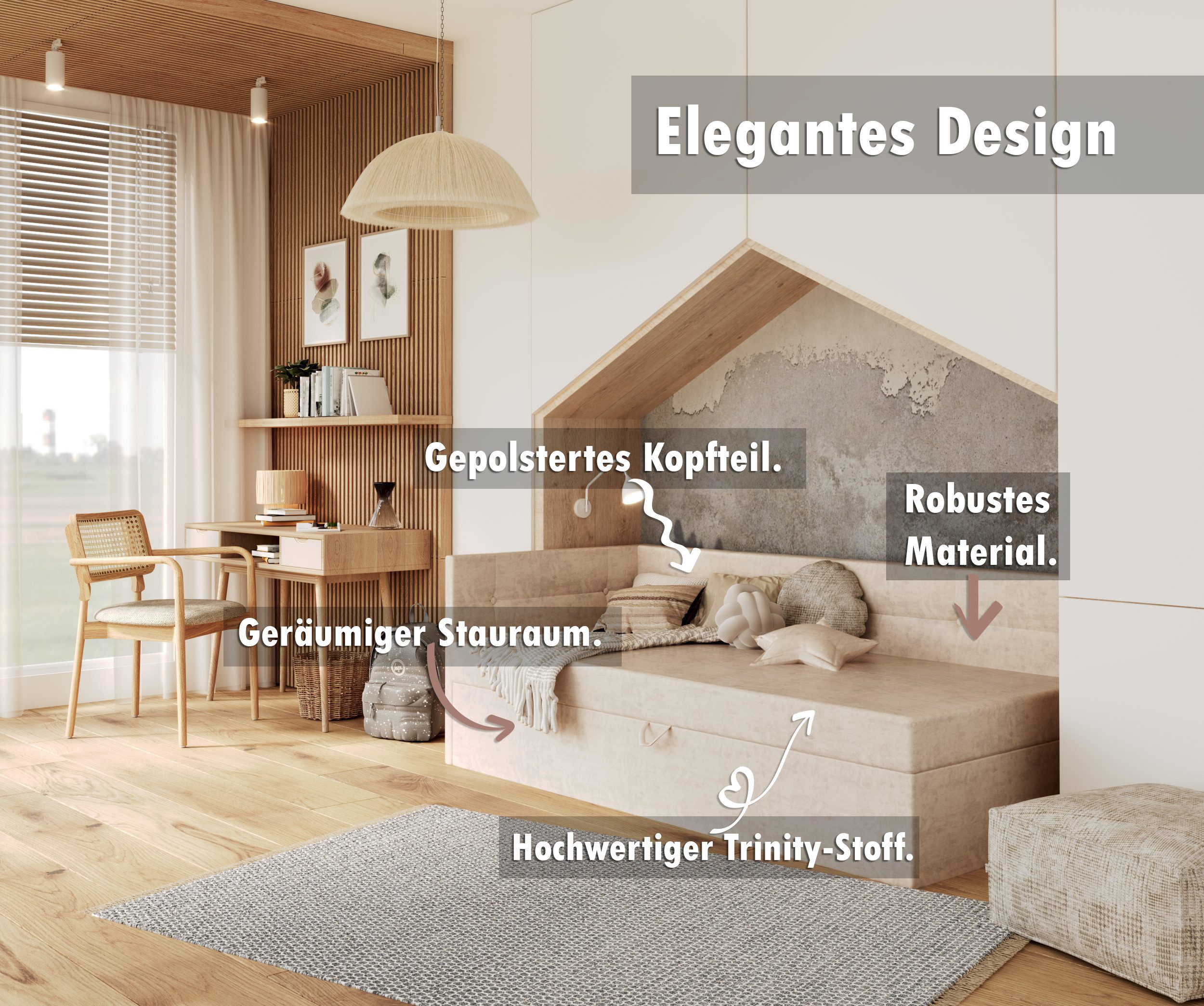 thematys Jugendbett Polsterbett Stauraumbett Springbett 90x200cm, 120x200cm günstig online kaufen