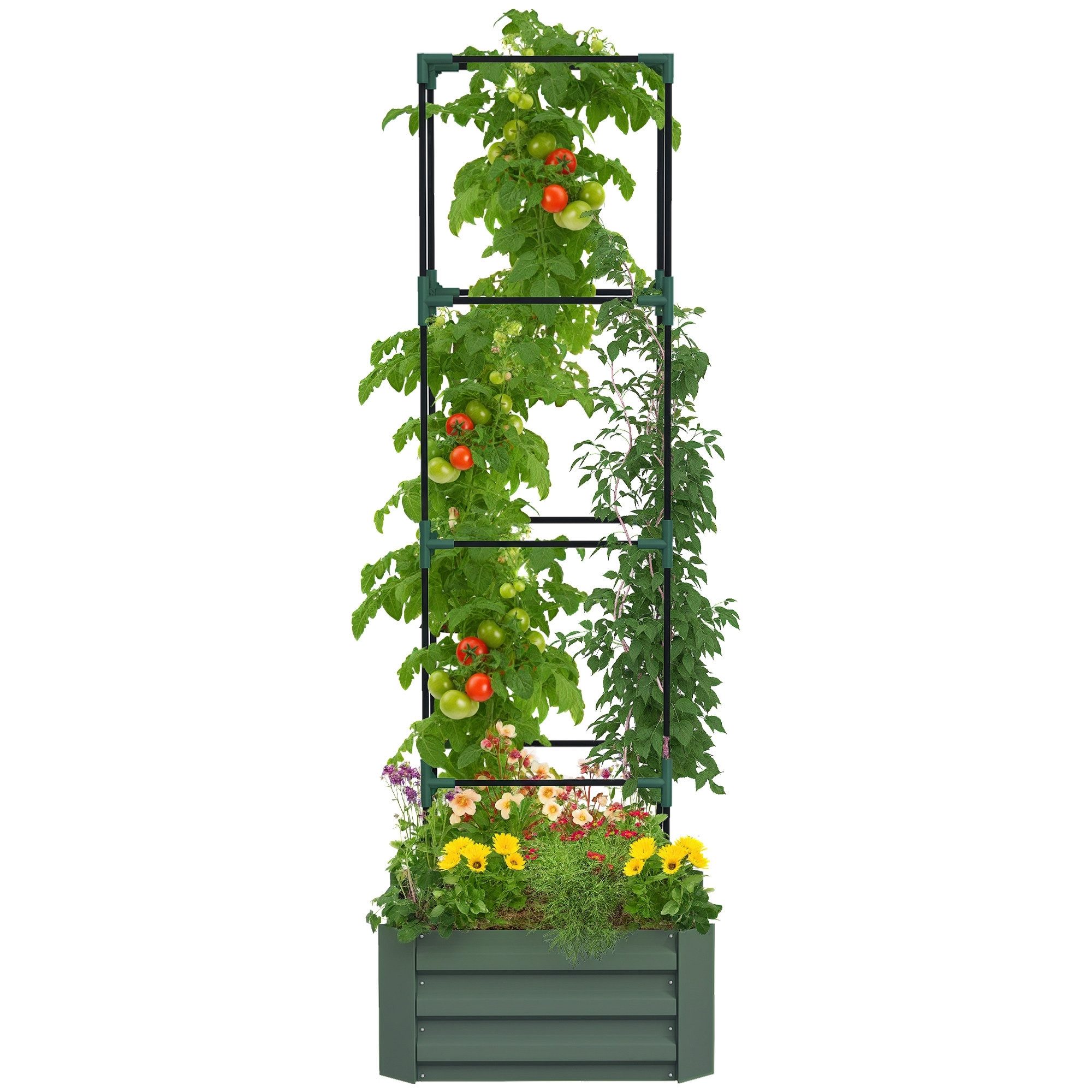 Hochbeet Pflanzkasten mit verstellbarem Rankgitter, Blumenkasten