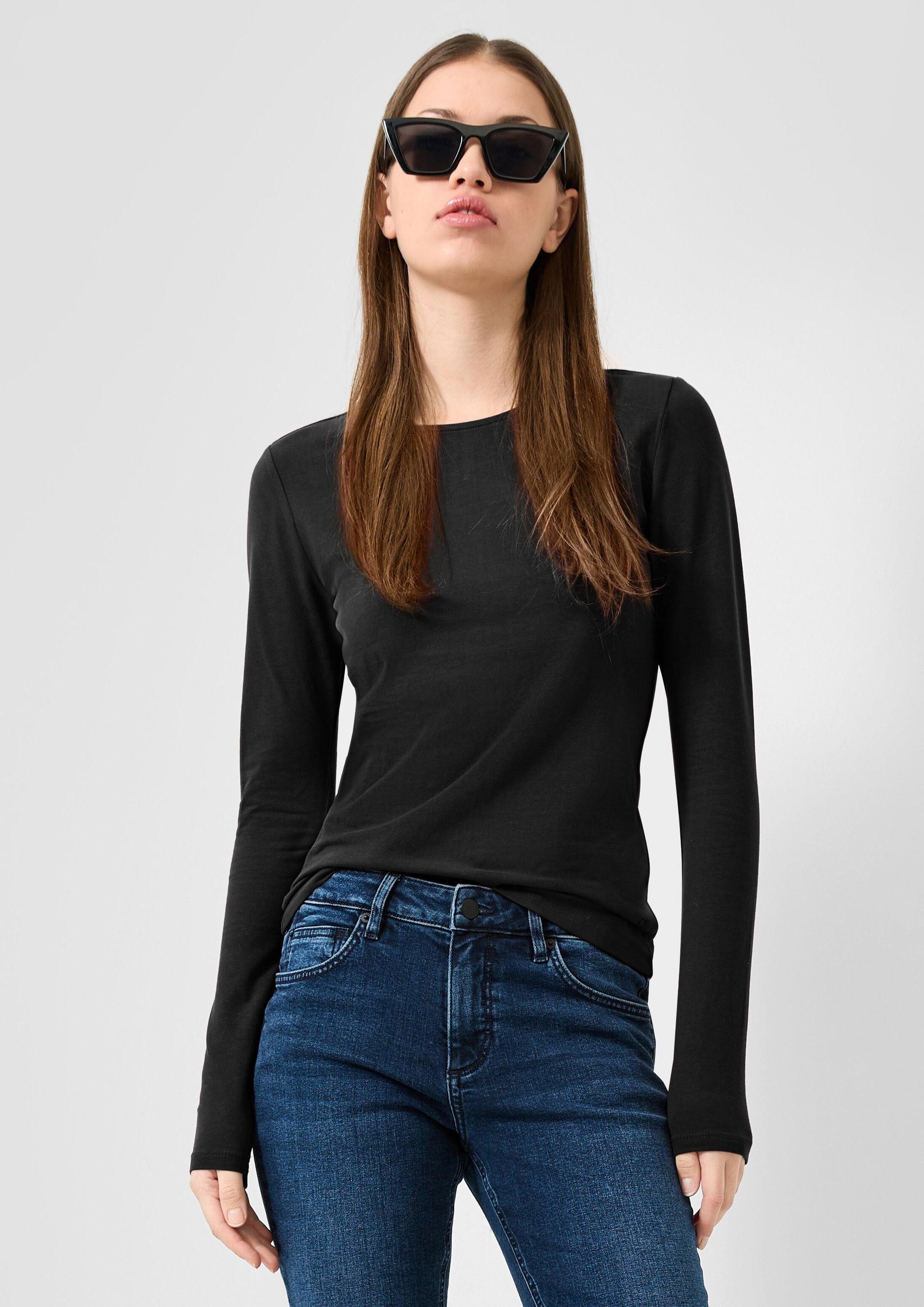 QS Langarmshirt T-Shirt Softes Longsleeve aus Baumwollstretch