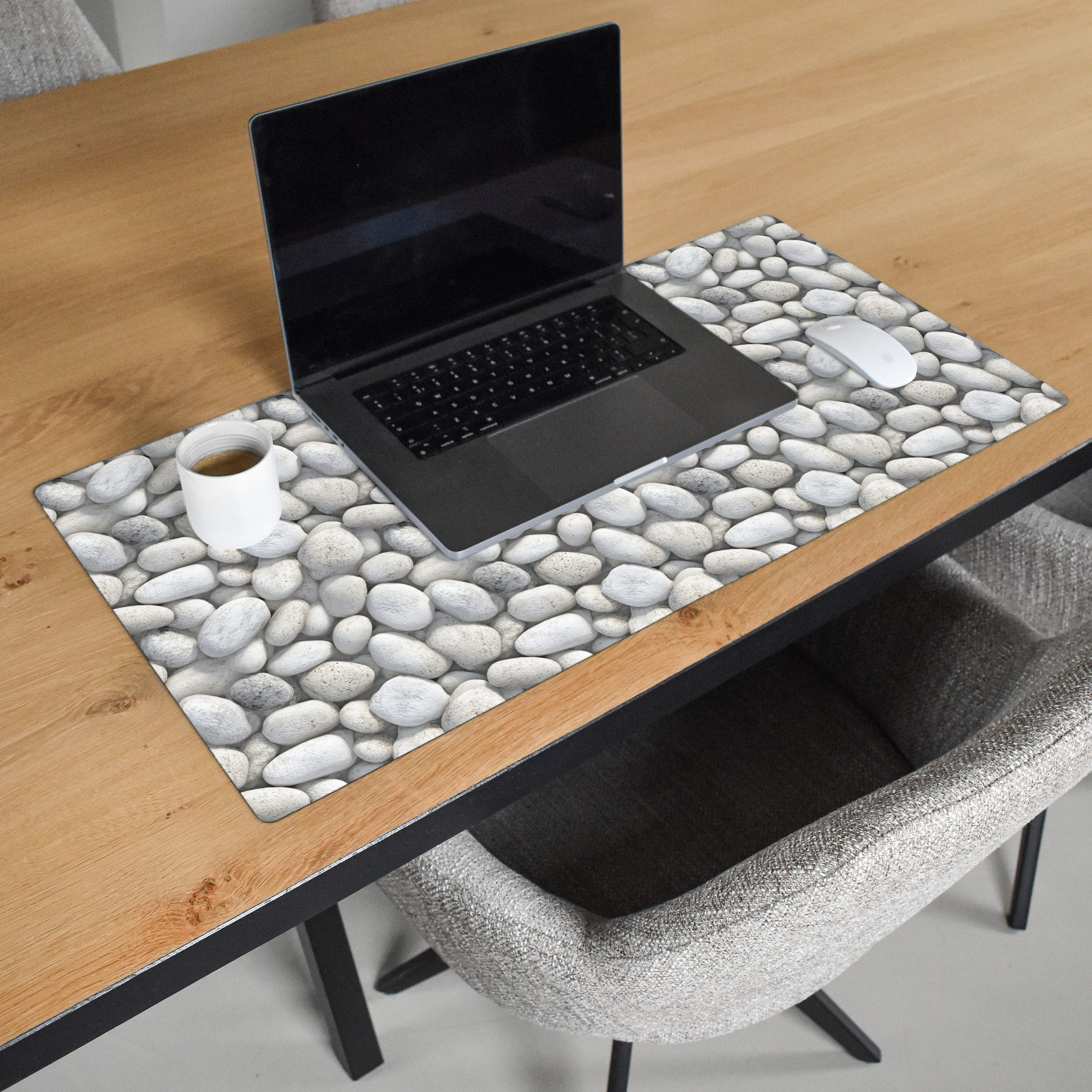 MuchoWow Gaming Mauspad Steine - Grau - Oval (1-St), Gaming Mauspad XXL, Schreibtischunterlage, Desk Mat Groß, 80x40 cm
