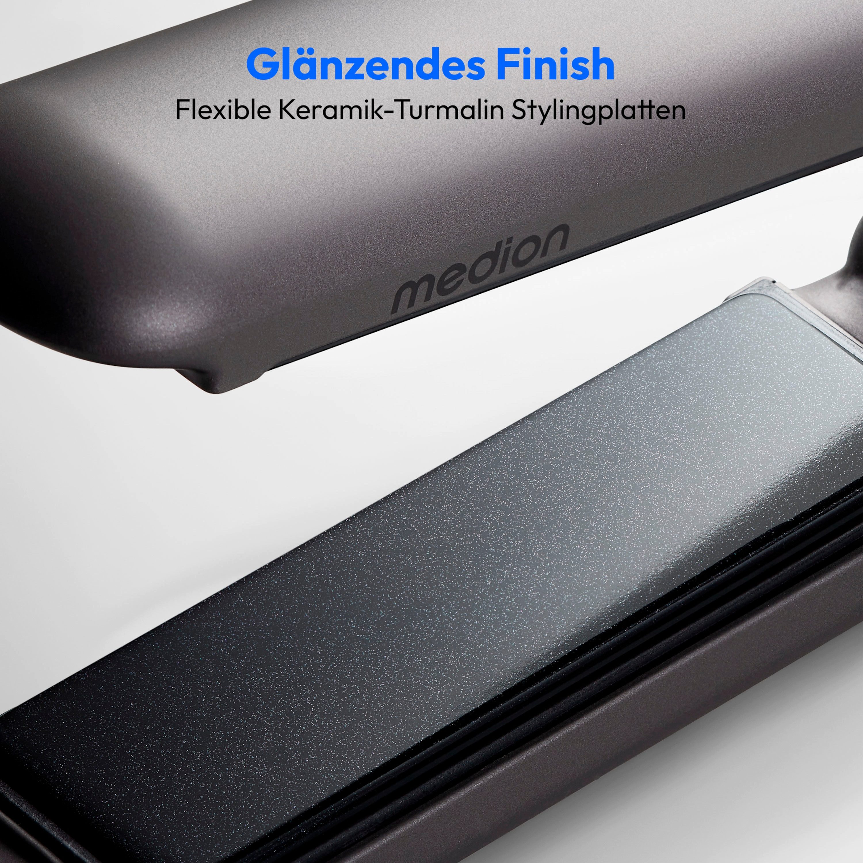 Medion® Glätteisen, Kabelloses Glätteisen MD19865, 5 regelbare Hitzestufen,165°-210°, breite Keramik-Turmalin Heizplatten