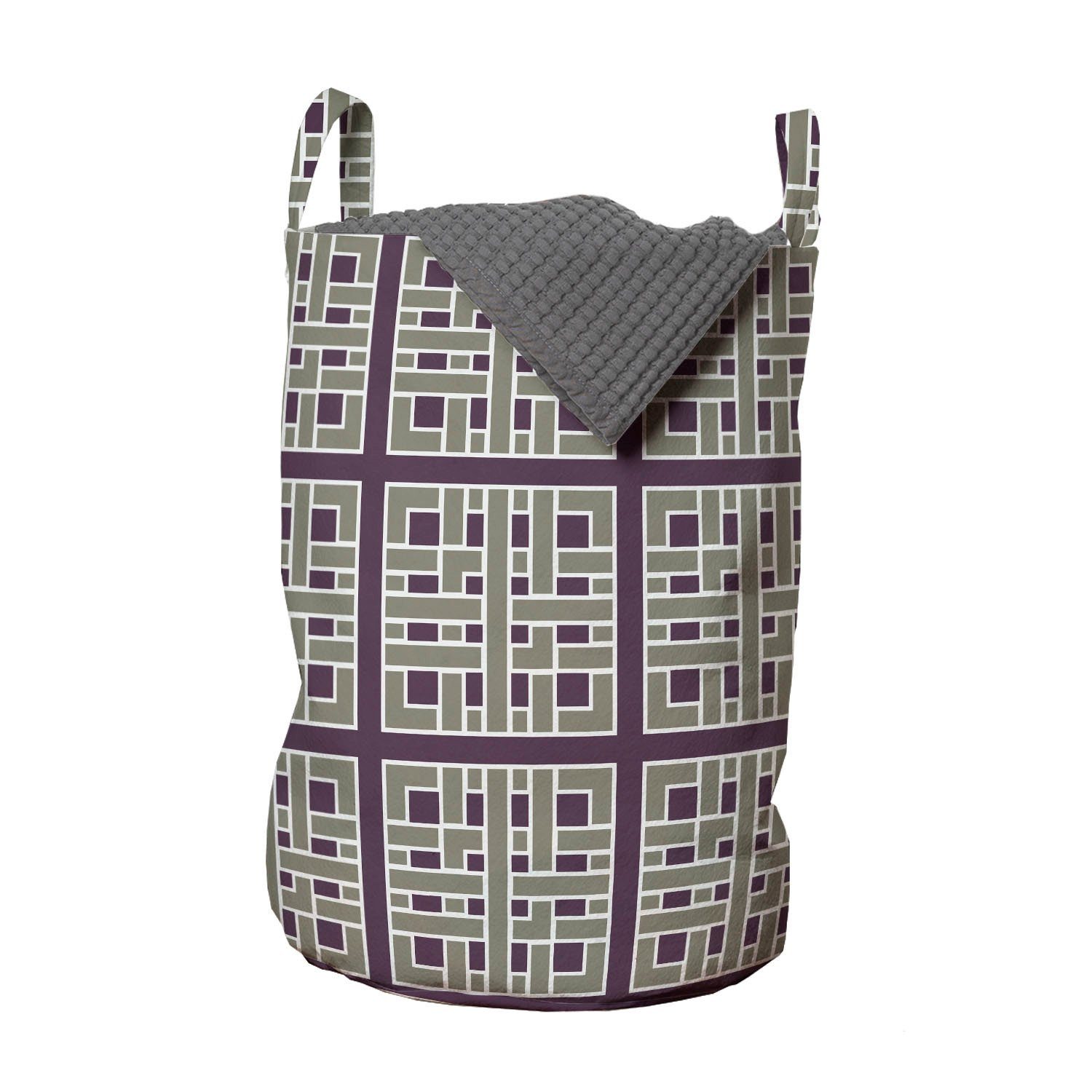 Abakuhaus Wäschesäckchen Wäschekorb mit Griffen Kordelzugverschluss für Waschsalons, Abstrakt Geometric Maze Patterns