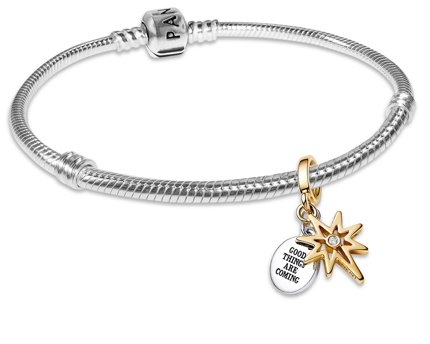 Pandora Charm-Armband Damen-Nordstern Zweifarbig 925 Silber Geschenk-Set günstig online kaufen