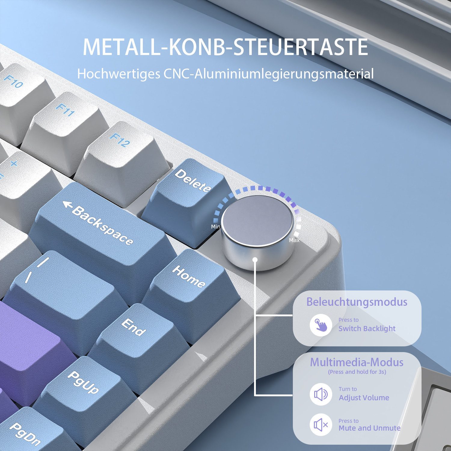 ATTACK SHARK ATTACK SHARK X85 Tri-Mode Gasket Mechanische Tastatur mit Knopf Gaming-Tastatur
