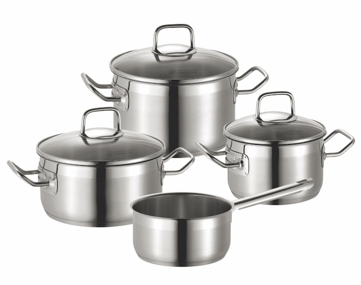 SCHULTE-UFER Topf-Set Profi-Star, Edelstahl (4-tlg), Spülmaschinengeeignet, Ofenfest, Edelstahl