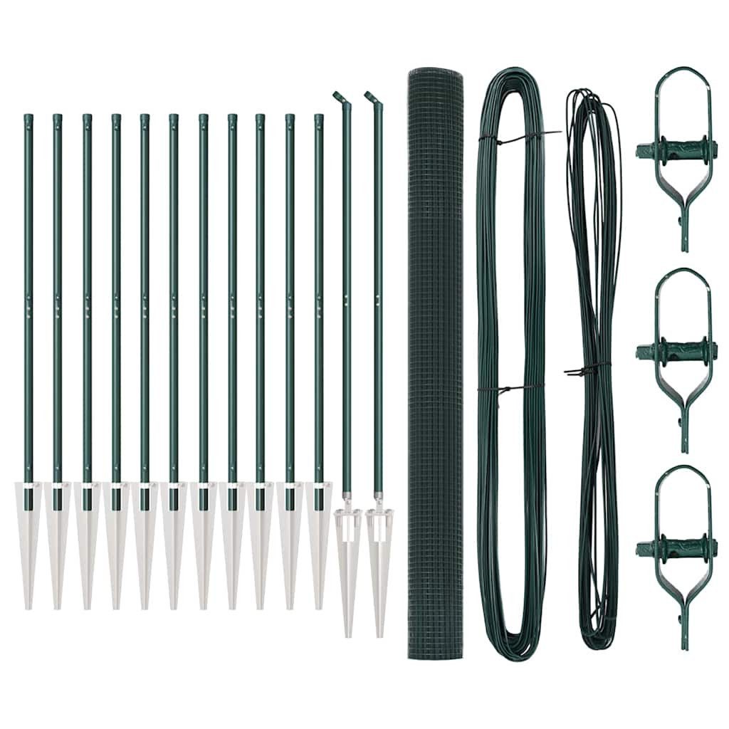vidaXL Gartenzaun Zaunpfosten Grün 25 x 1,5 m (25 x 25 mm Maschendraht) Stahl, (1-St)