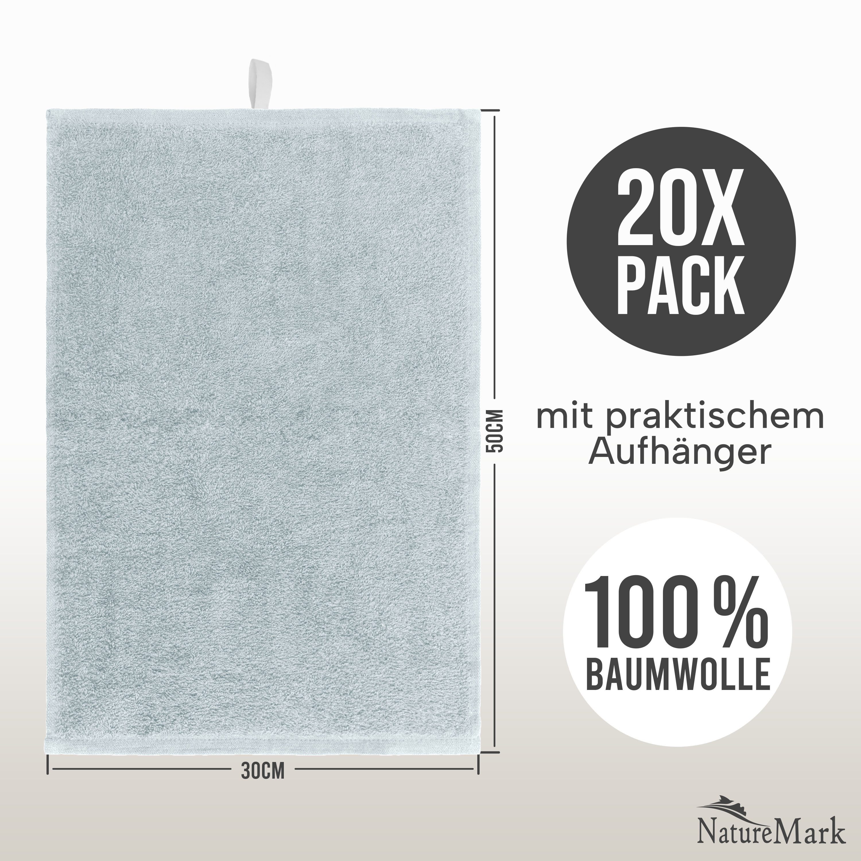 NatureMark Gästehandtuch 20er-Sparpack Frottier Gästetücher 30x50cm, 100% Baumwolle (20-St), GÃ¤stehandtuch 30x50cm FrÃ¼hlings blau