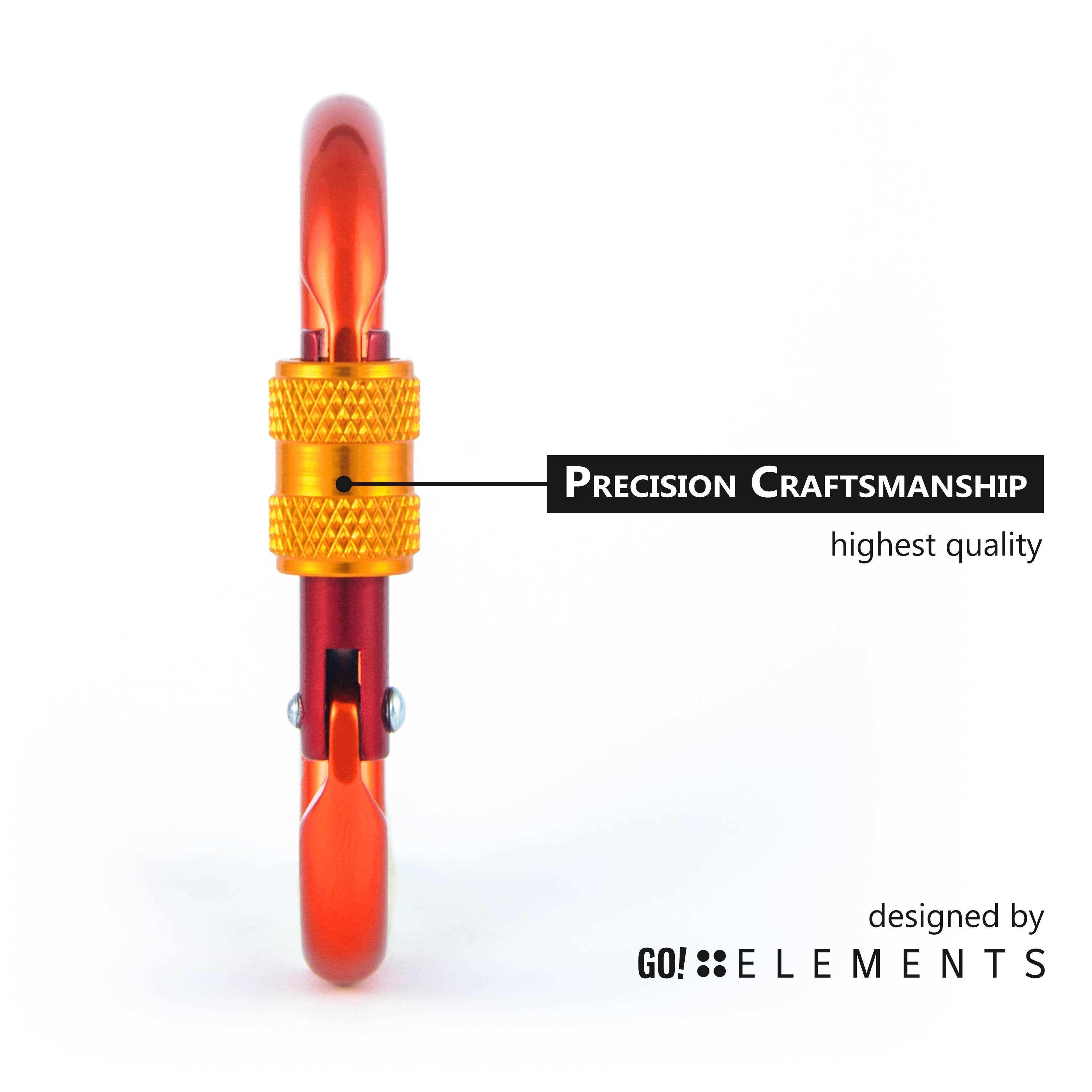 GO!elements Karabiner Micro 6, (2Stück), Schlüsselanhänger Mini Karabinerhaken klein mit Schraubverschluss