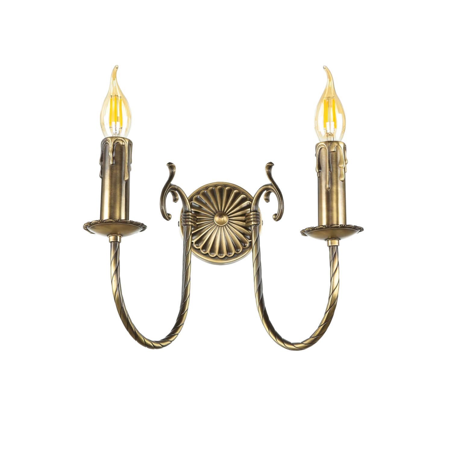 Licht-Erlebnisse Wandleuchte PETALO, ohne Leuchtmittel, Wandlampe Messing Bronze Jugendstil E14 Schlafzimmer Flur Wohnzimmer