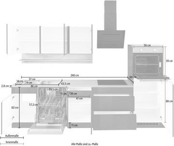 Kochstation Küche KS-Virginia, Breite 300 cm, mit E-Geräten