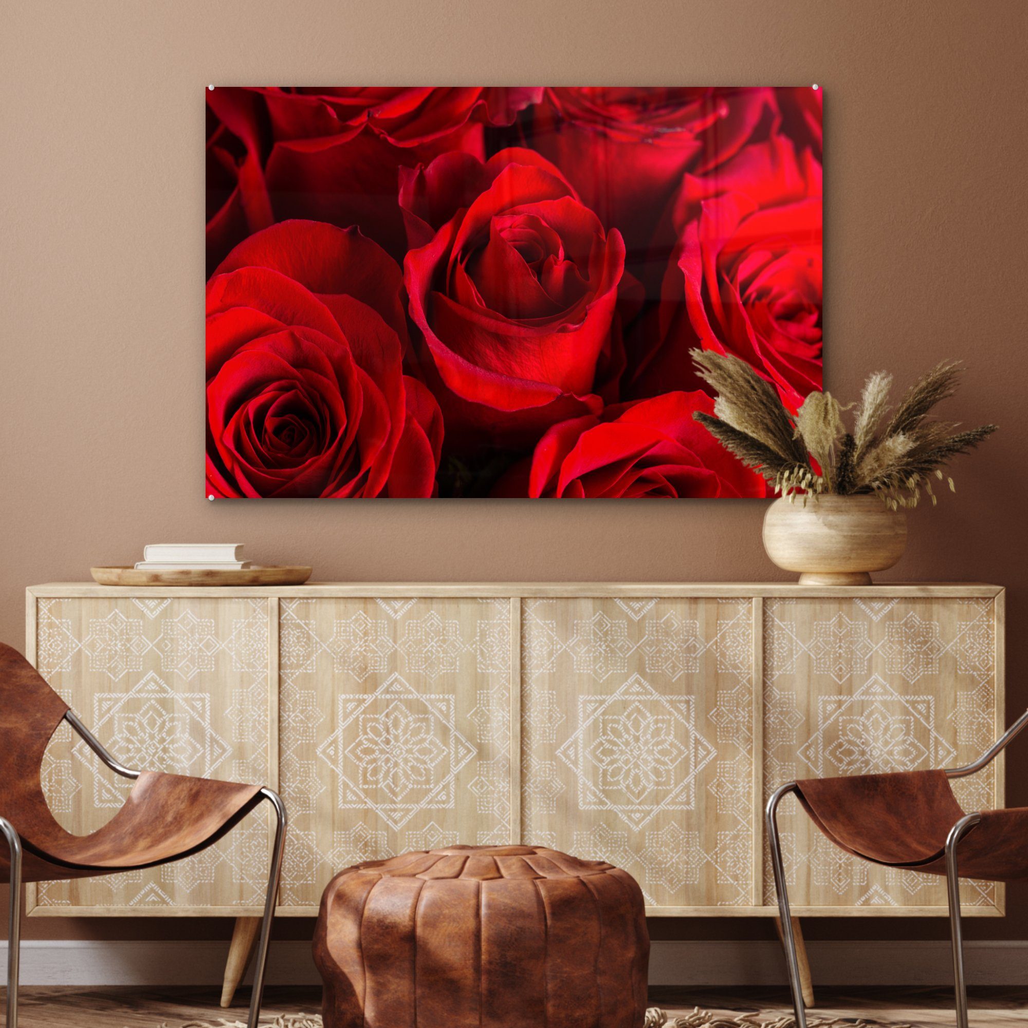 - St), MuchoWow Acrylglasbild - Wohnzimmer Rot Acrylglasbilder Blume, Schlafzimmer & (1 Rosen