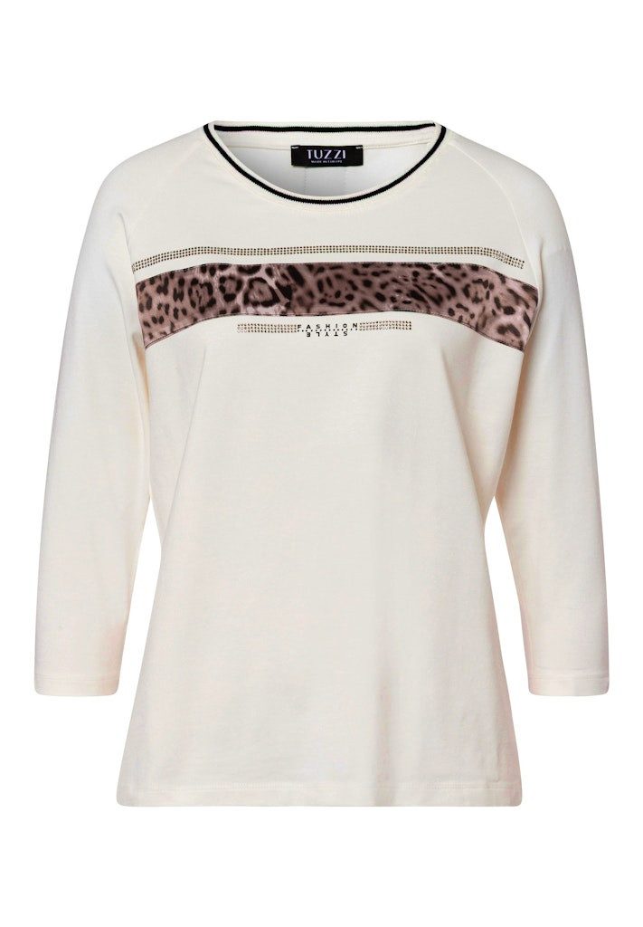 TUZZI Sweatshirt Modischer Leo-Print Hochwertiger Materialmix für weichen Tragekomfort