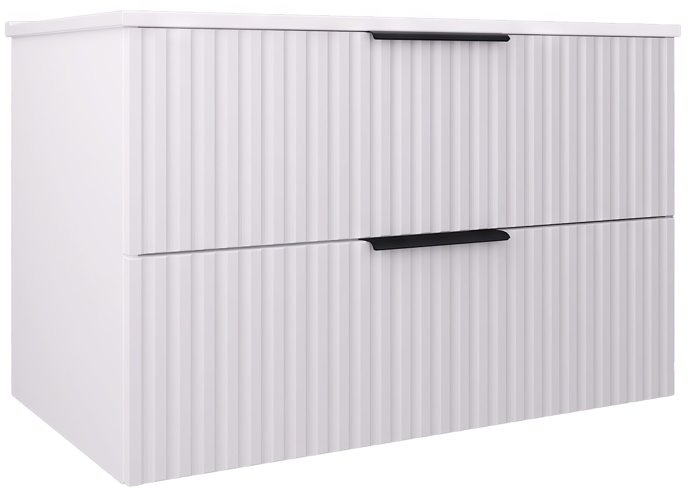 welltime TIBU vanity unit with sink. 2 drawers. 2 widths (60/80cm) and 4 colors, bathroom cabinet with sink, soft-close mechanism, dimensions W/H/D: 81.5/53/47 cm