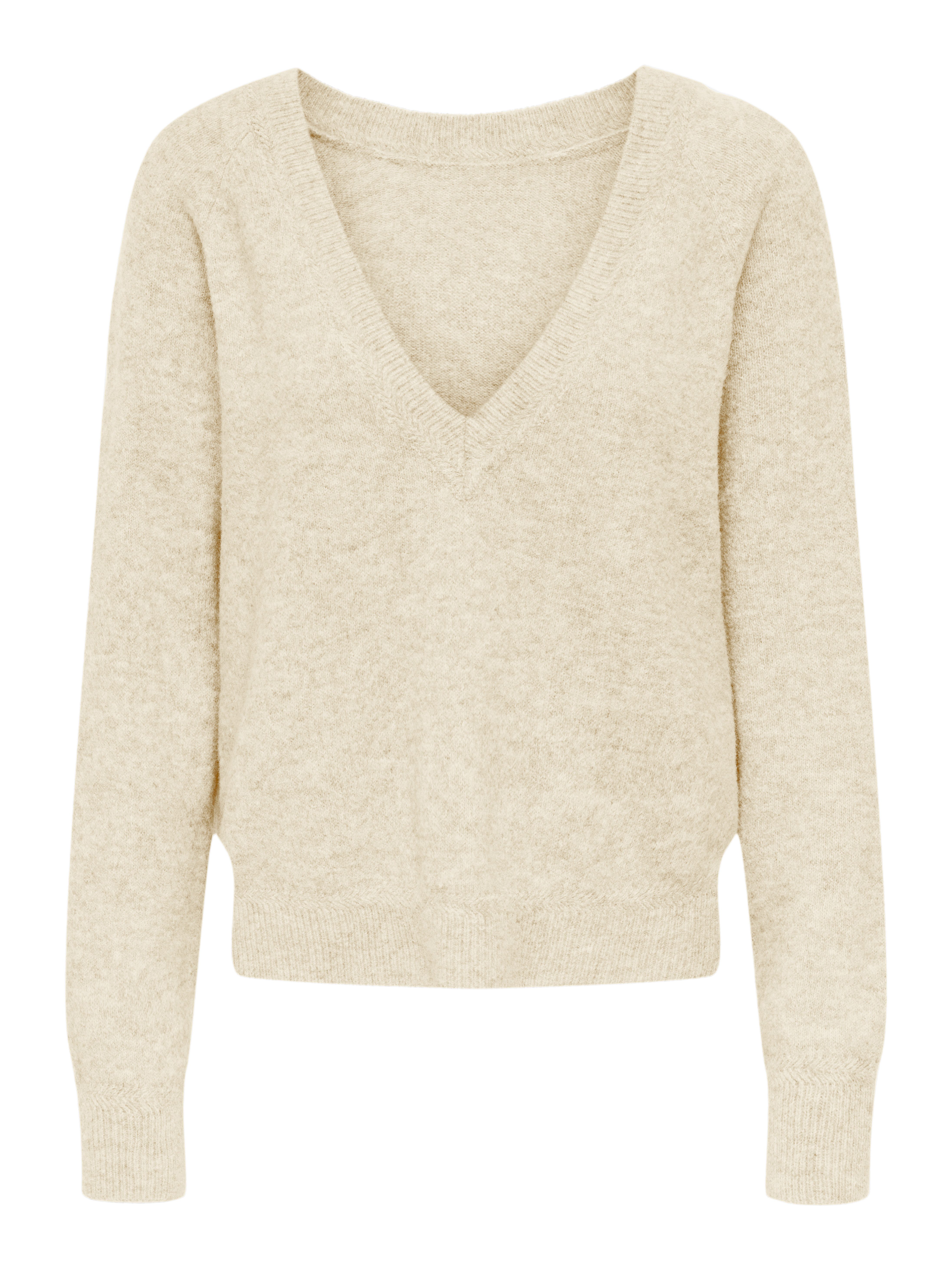 ONLY Strickpullover ONLRENE LS V-NECK REVERSIBEL KNT NOOS Materialmix, regular fit