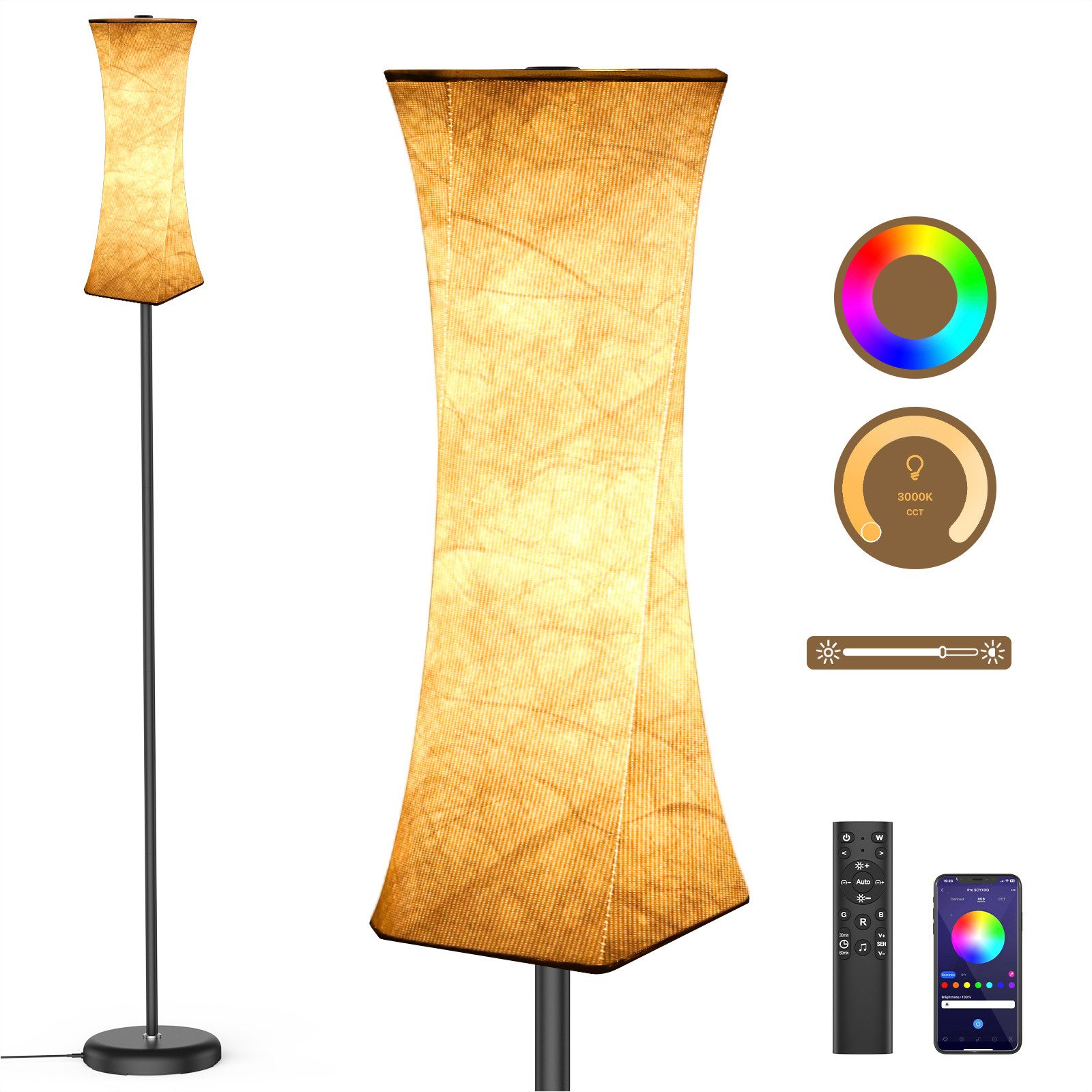 LED Stehlampe 12W LED Stehleuchte RGB Farbwechsel Smart mit Fernbedienung