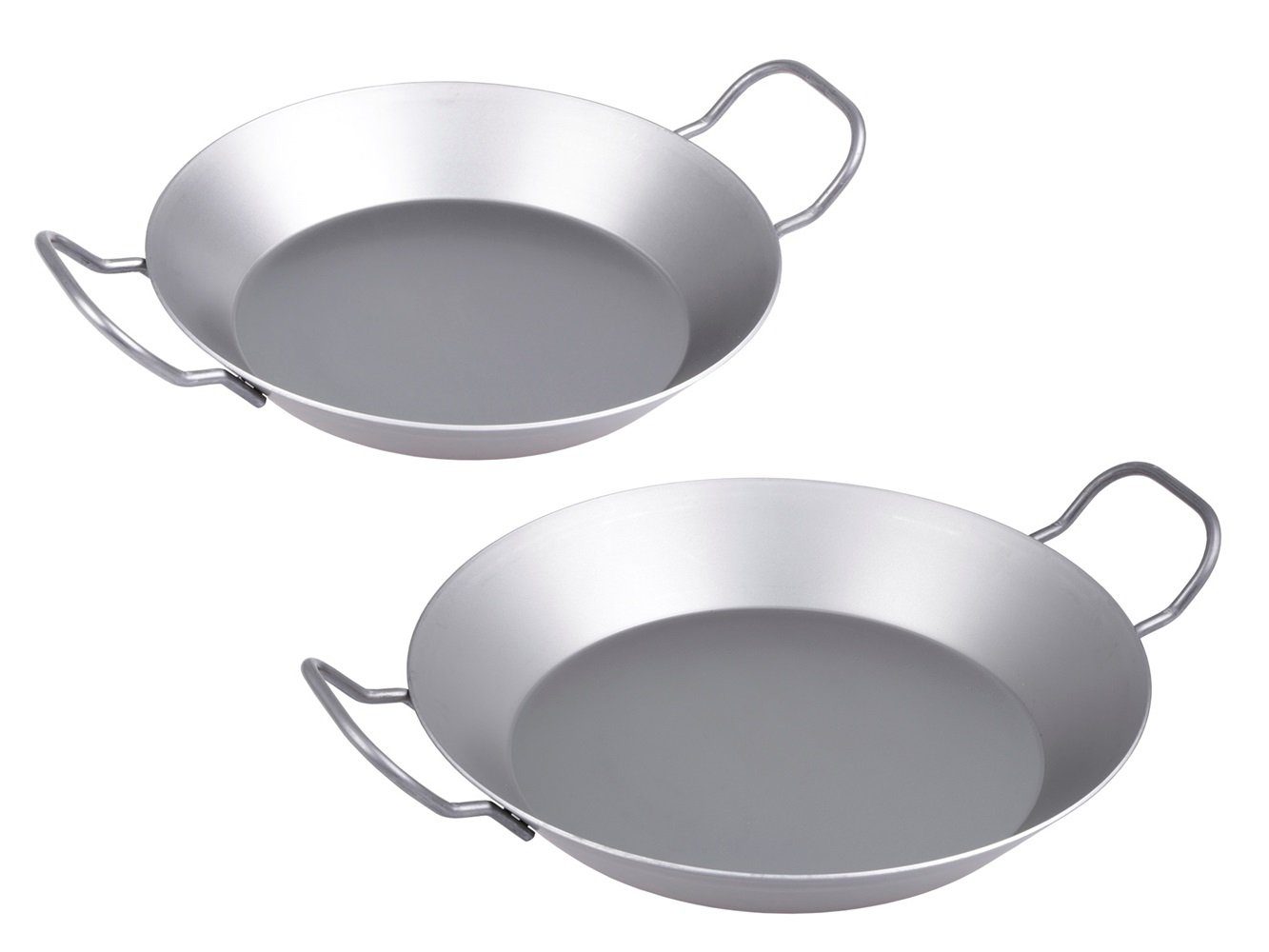 Bratpfanne 2er Set Eisenpfannen 24 & 28cm - silber