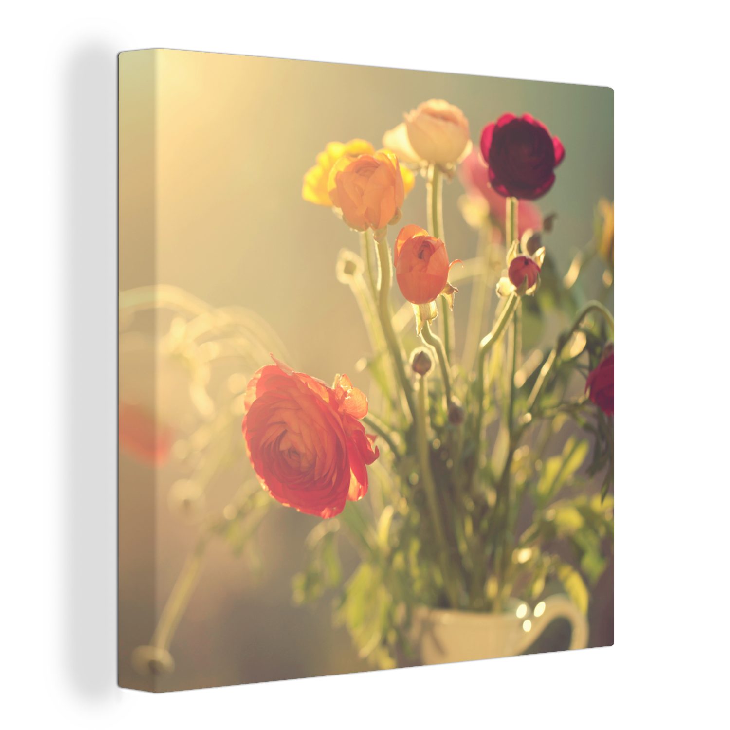 OneMillionCanvasses® Leinwandbild Blumenstrauß aus bunten Butterblumen, (1 St), Leinwand Bilder für Wohnzimmer Schlafzimmer