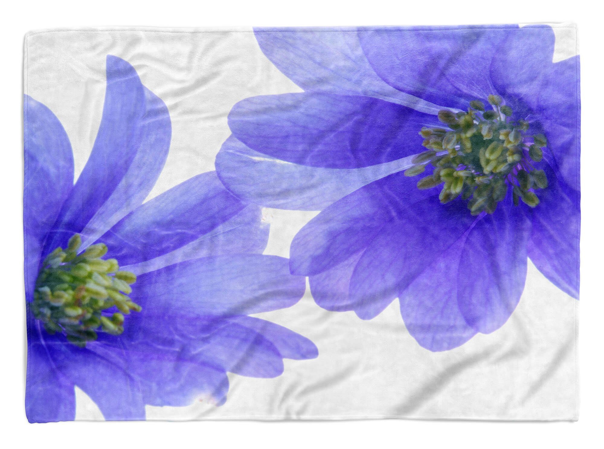 (1-St), Kuscheldecke Bl, Akeleien mit Sinus Handtuch Handtücher Saunatuch Fotomotiv Art Strandhandtuch Handtuch Blumen Baumwolle-Polyester-Mix