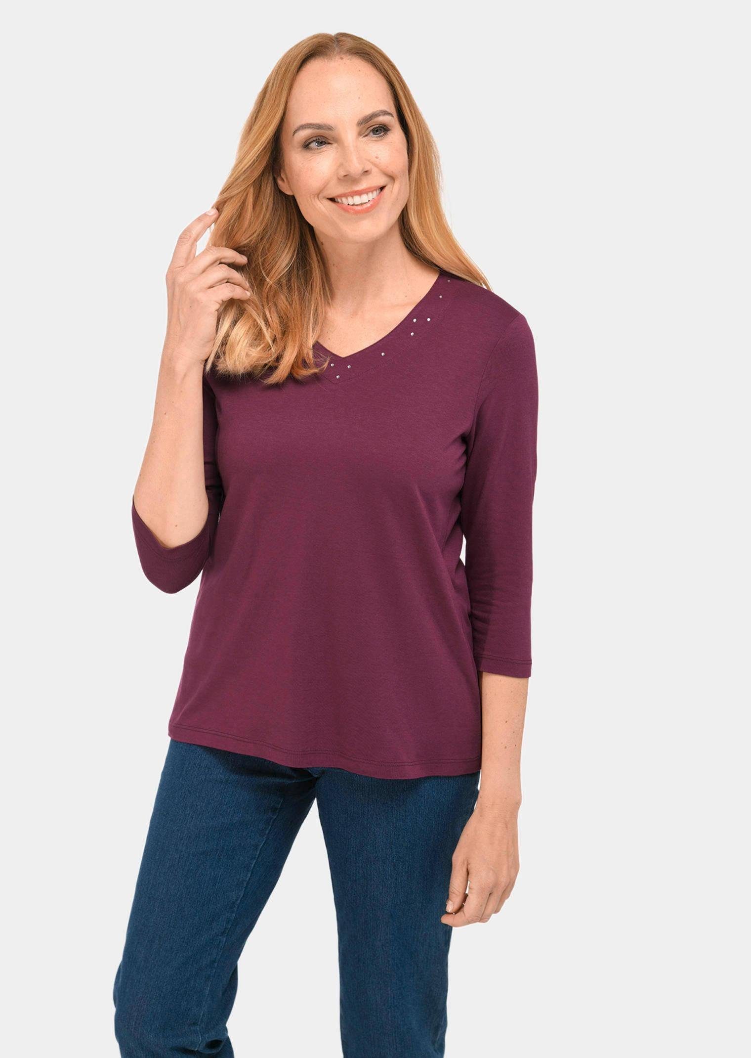 GOLDNER 3/4-Arm-Shirt T-Shirt mit charmantem Ausschnitt günstig online kaufen