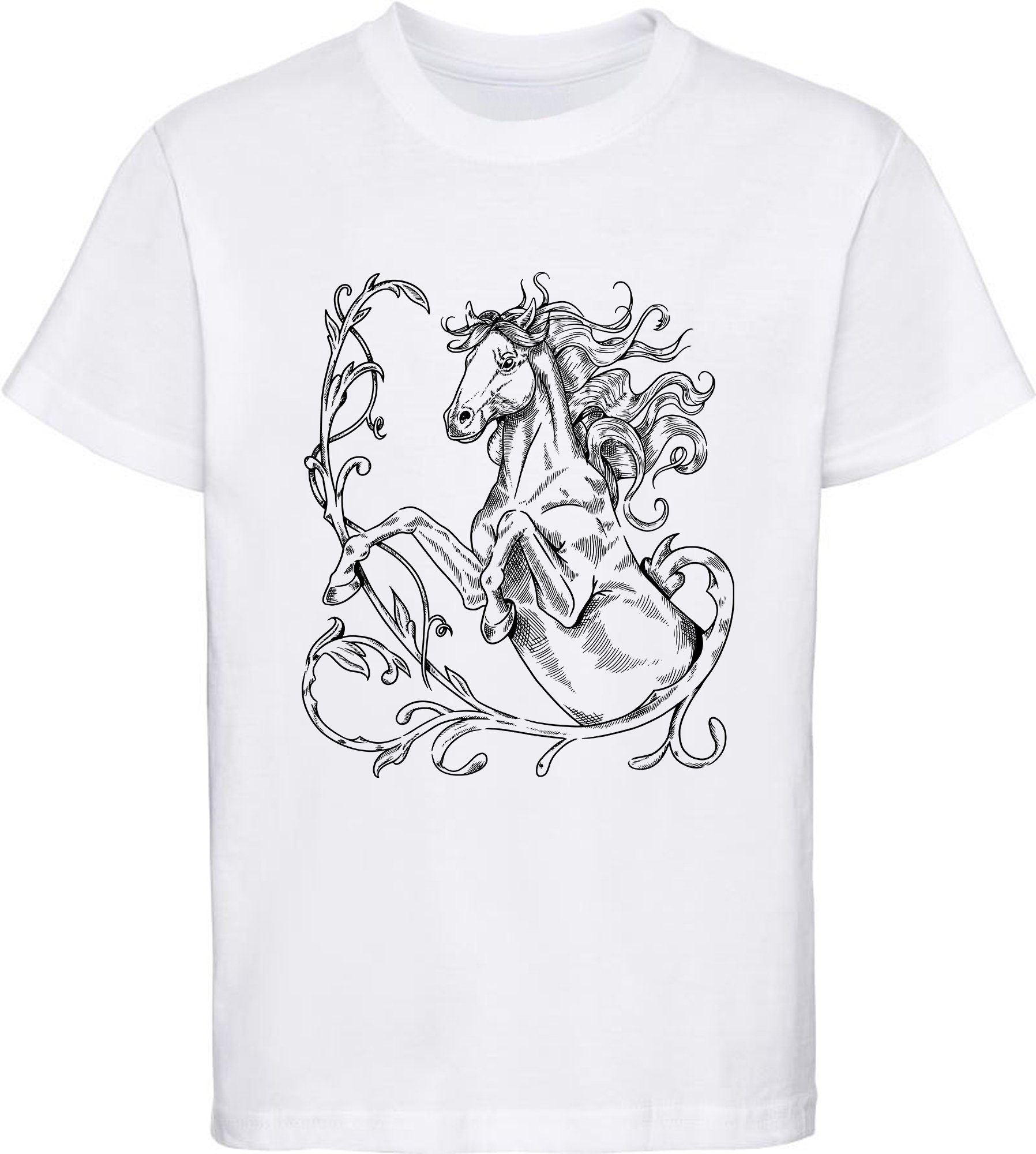 Print-Shirt bedrucktes Mädchen T-Shirt stehende Pferde Silhouette