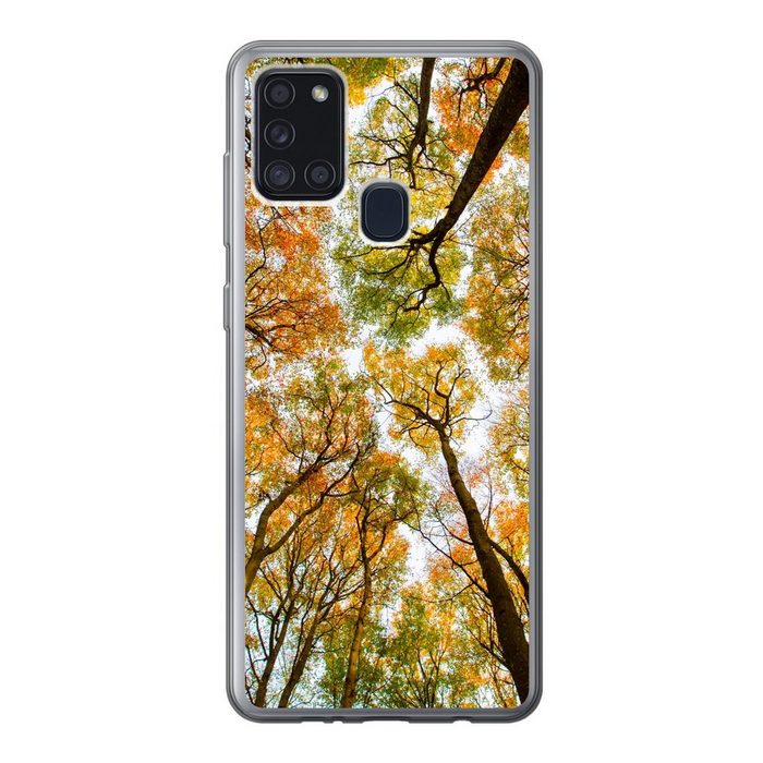 MuchoWow Handyhülle Herbst - Himmel - Baum Handyhülle Samsung Galaxy A21s Smartphone-Bumper Print Handy