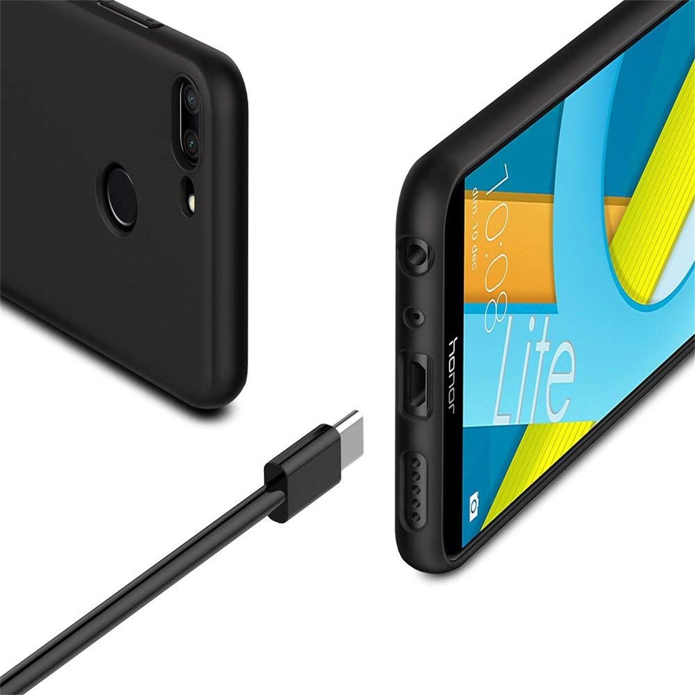 CoolGadget Handyhülle Black Series Handy Hülle für Honor 9 Lite 5,65 Zoll, Edle Silikon Schlicht Robust Schutzhülle für Honor 9 Lite Hülle