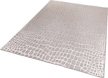 Teppich Edlel glänzender Flachflorteppich Genoa 938512 Snake, TaraCarpet, rechteckig, Höhe: 9 mm, BOHO Vintage Teppich grau Wohnzimmer Esszimmer Schlafzimmer 100x140