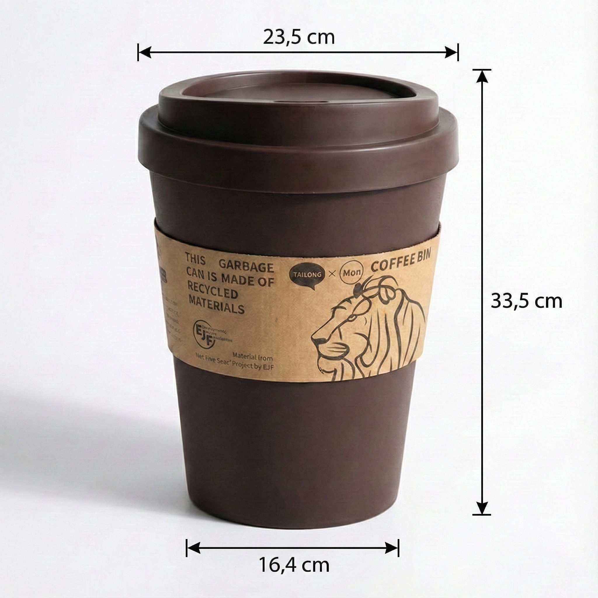 Sinoba Papierkorb XXL Kaffeebecher Coffeecup, Abfalleimer Mülleimer mit abnehmbaren Schwingdeckel 11 Liter