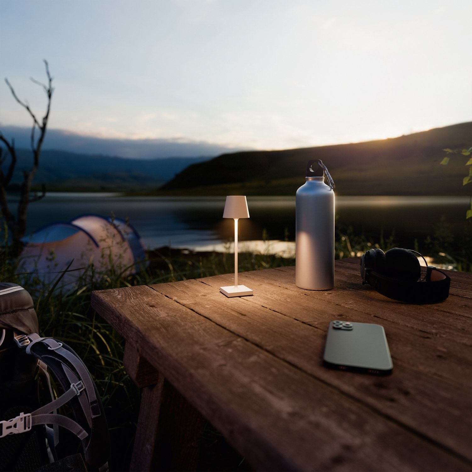 SIGOR LED Tischleuchte NUINDIE Pocket Akku-Tischleuchte Dünenbeige, Dimmbar, LED fest integriert, Warmweiß