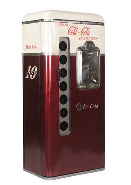 More2Home Barschrank Retro COLD-COLA, Metall vintage rot/weiss, BH: ca.73 x 152 cm